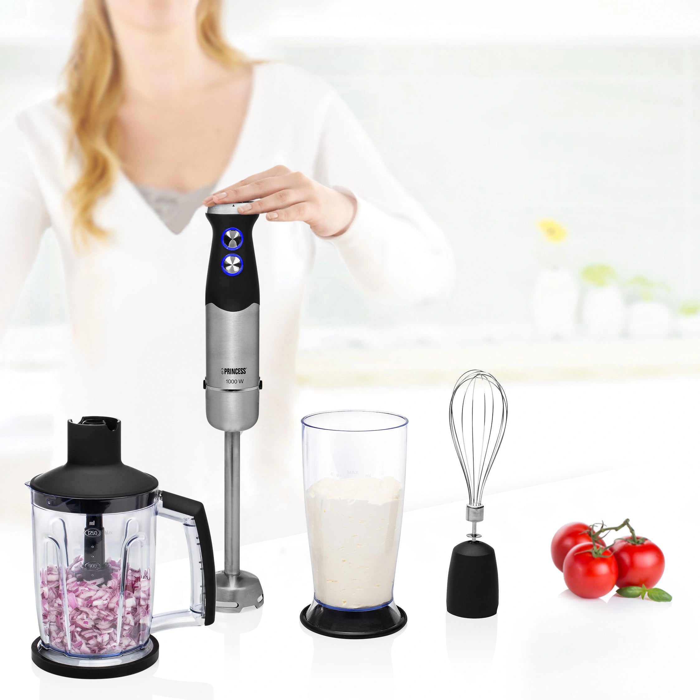 Stavmixer set 1000W XL rostritt stål