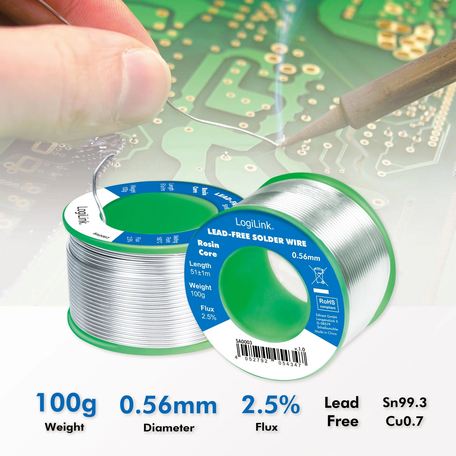 Lödtenn blyfritt 0,56mm 100g