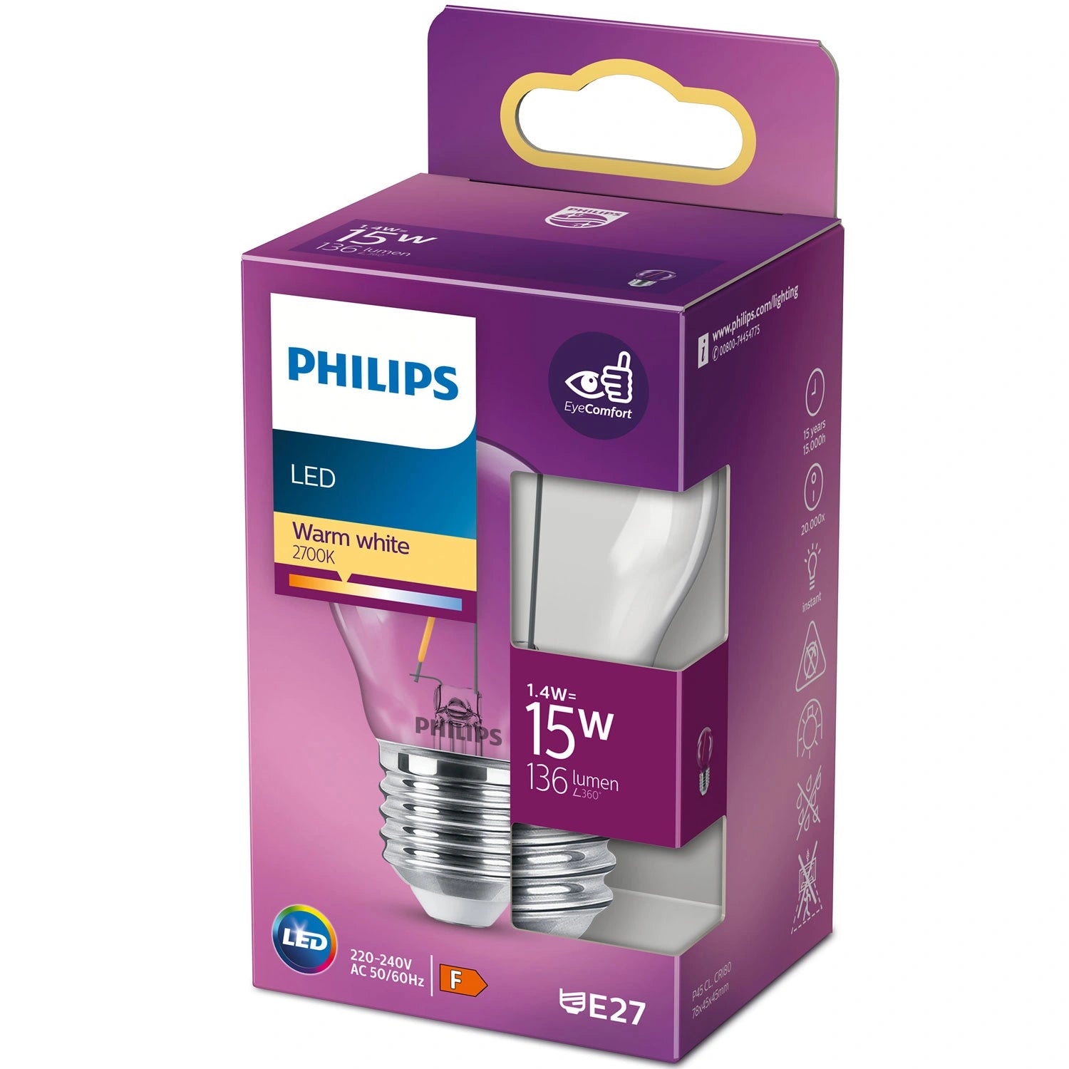 LED E27 Klot 15W Klar 136lm
