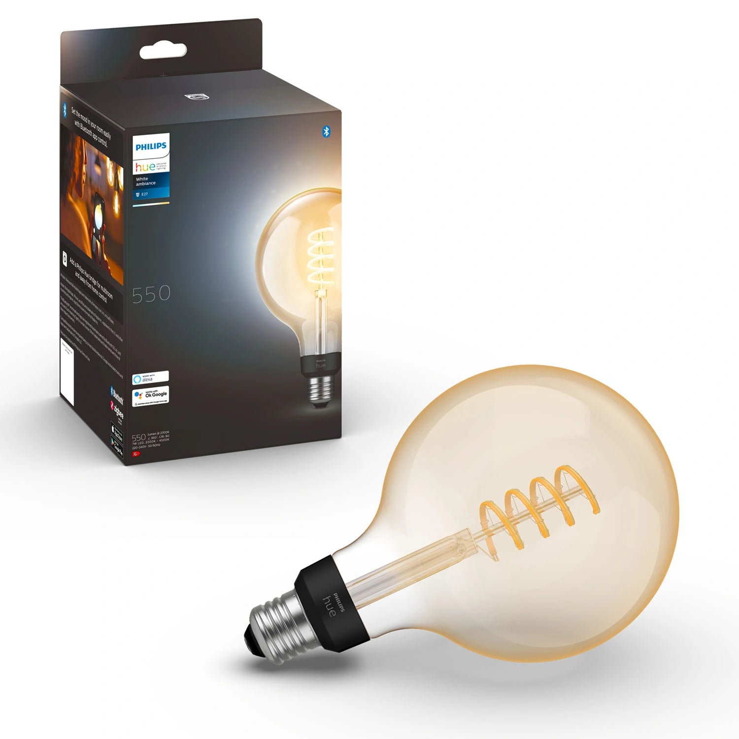White Ambiance Filament E27 G125 Glob