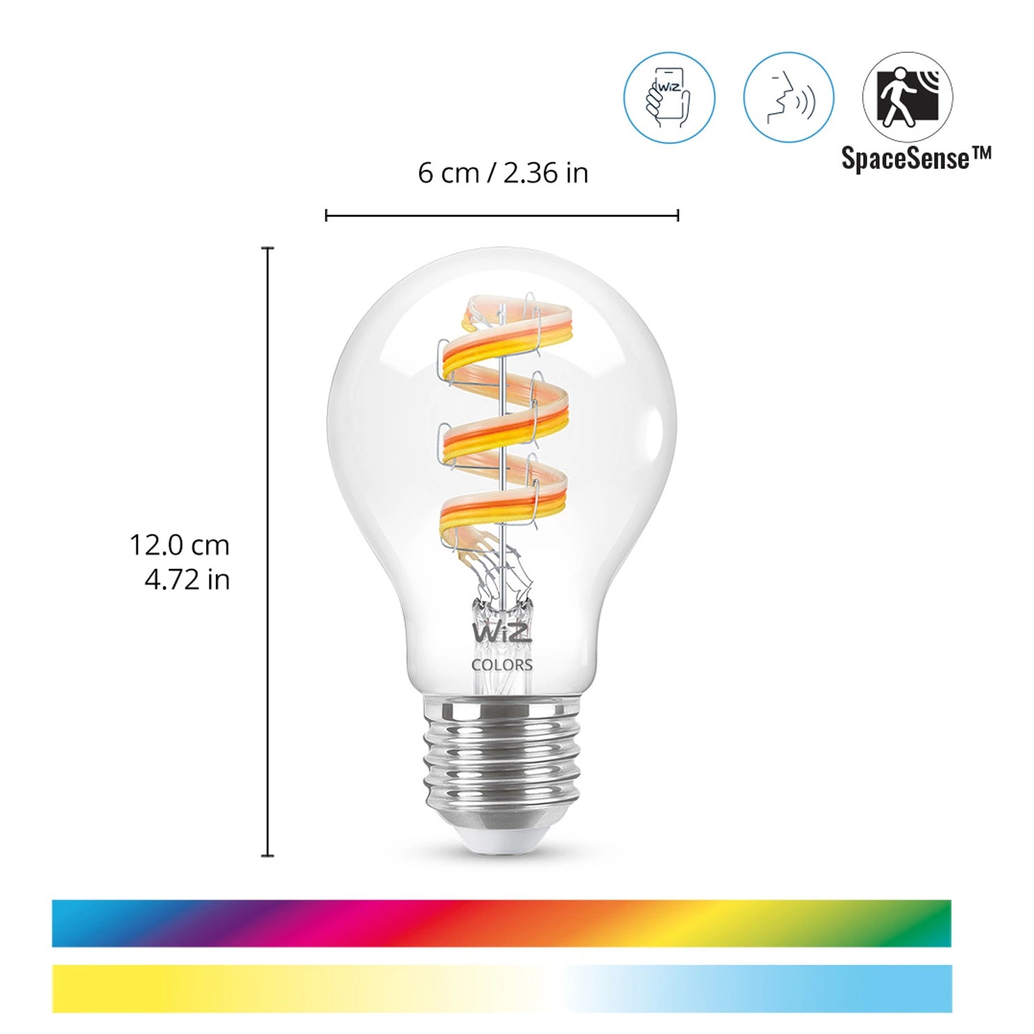WiFi Smart LED E27 40W Filament Färg + Varm-kallvit 470lm