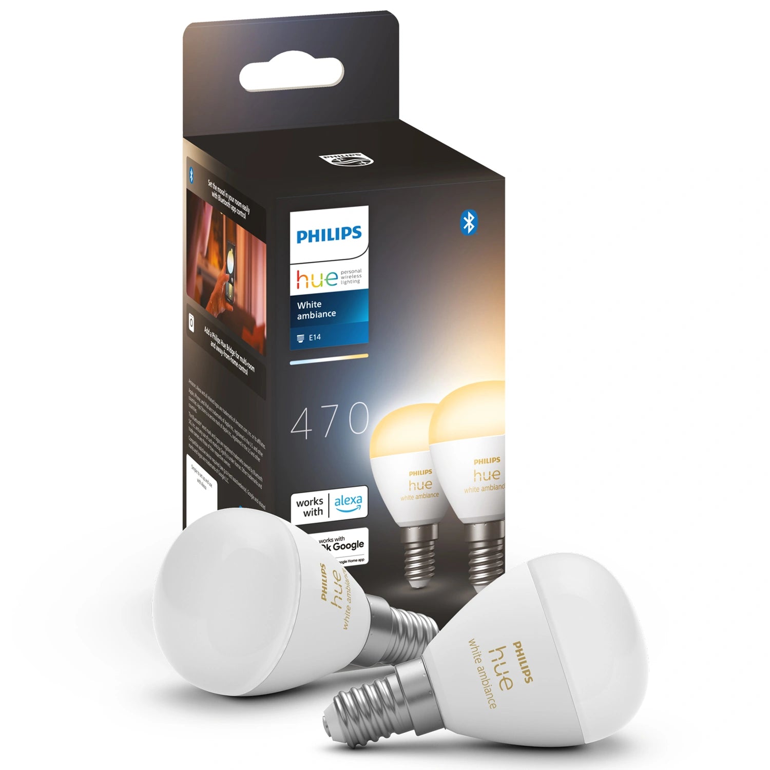 White Ambiance E14 Klot 470 lm 2-pack