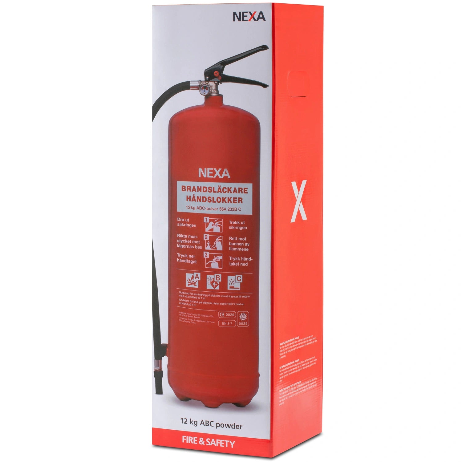 Brandsläckare Pulver Röd 12kg 55A 233B C