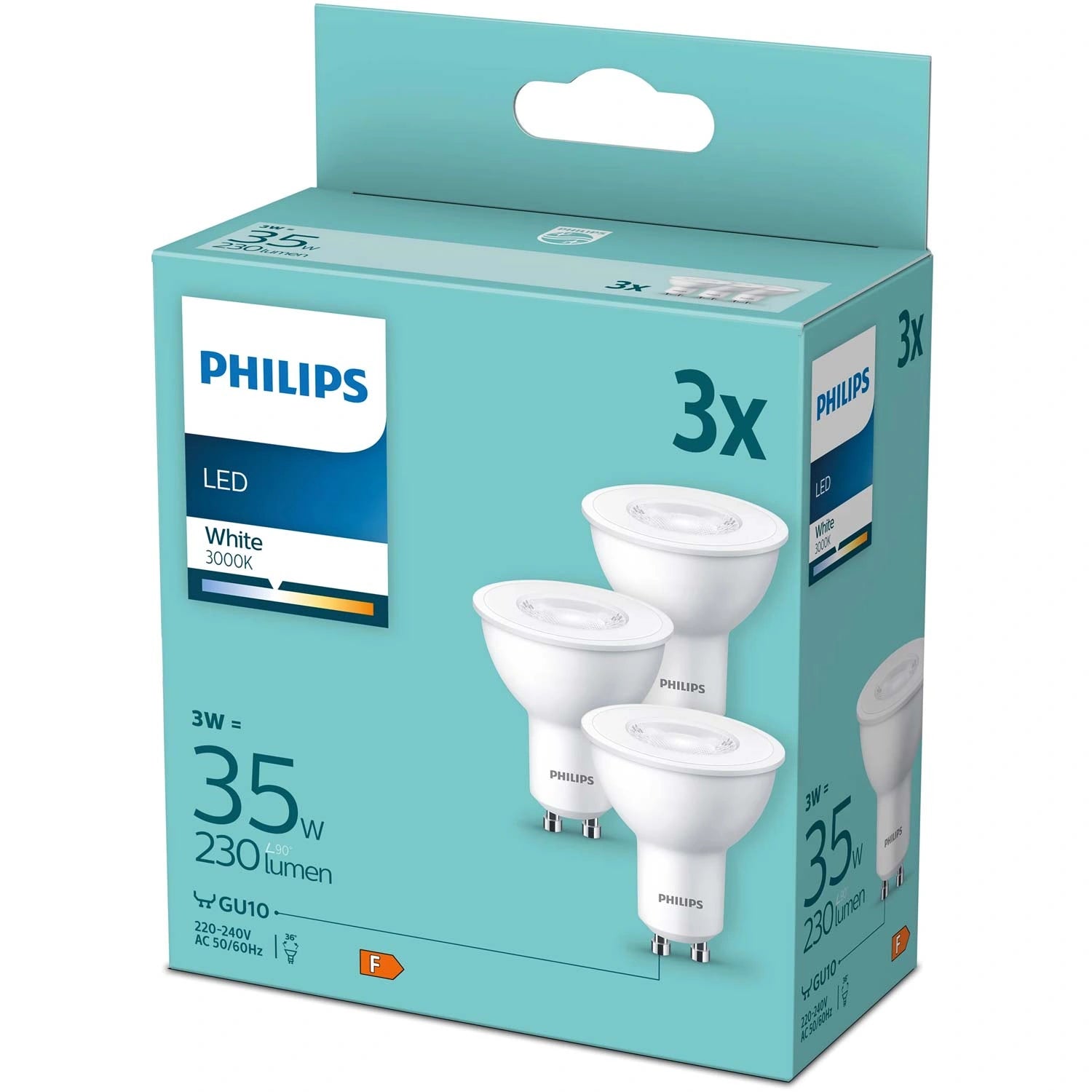 3-pack LED GU10 3W (35W) 3000K 230lm