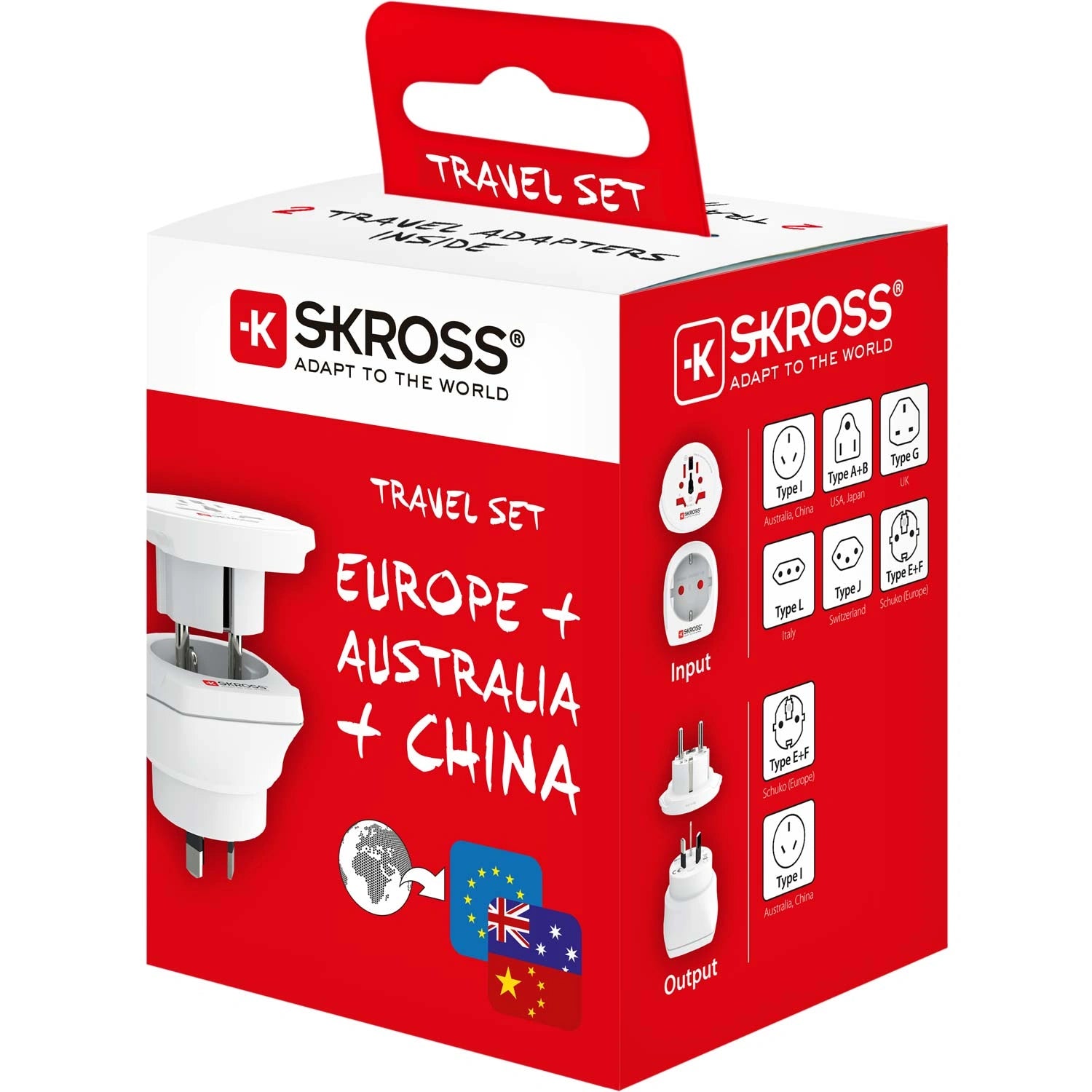 Reseadapter Combo Världen till Australien/Kina + Europa Jordad