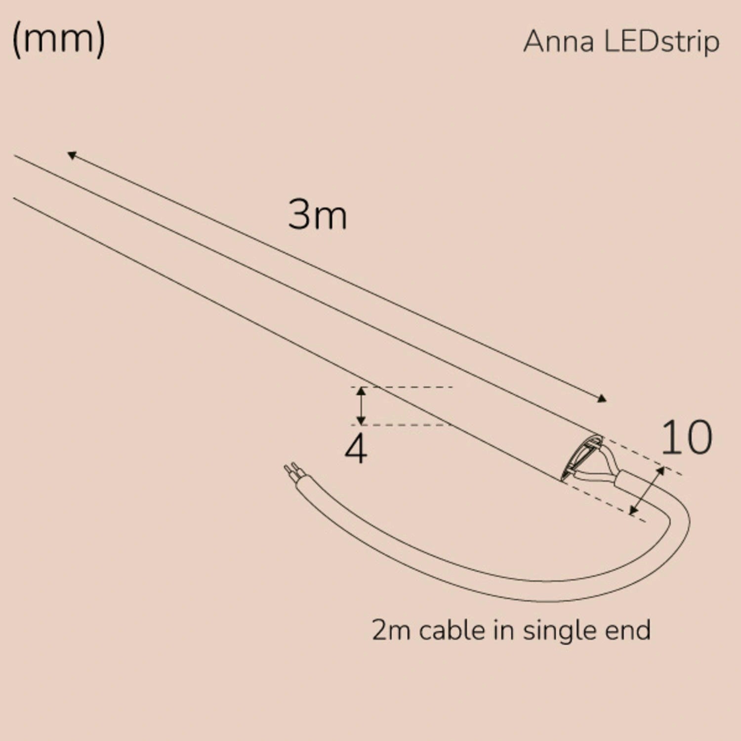 Anna Ledstrip COB-LED Milky utan trafo IP65 3m 3000K