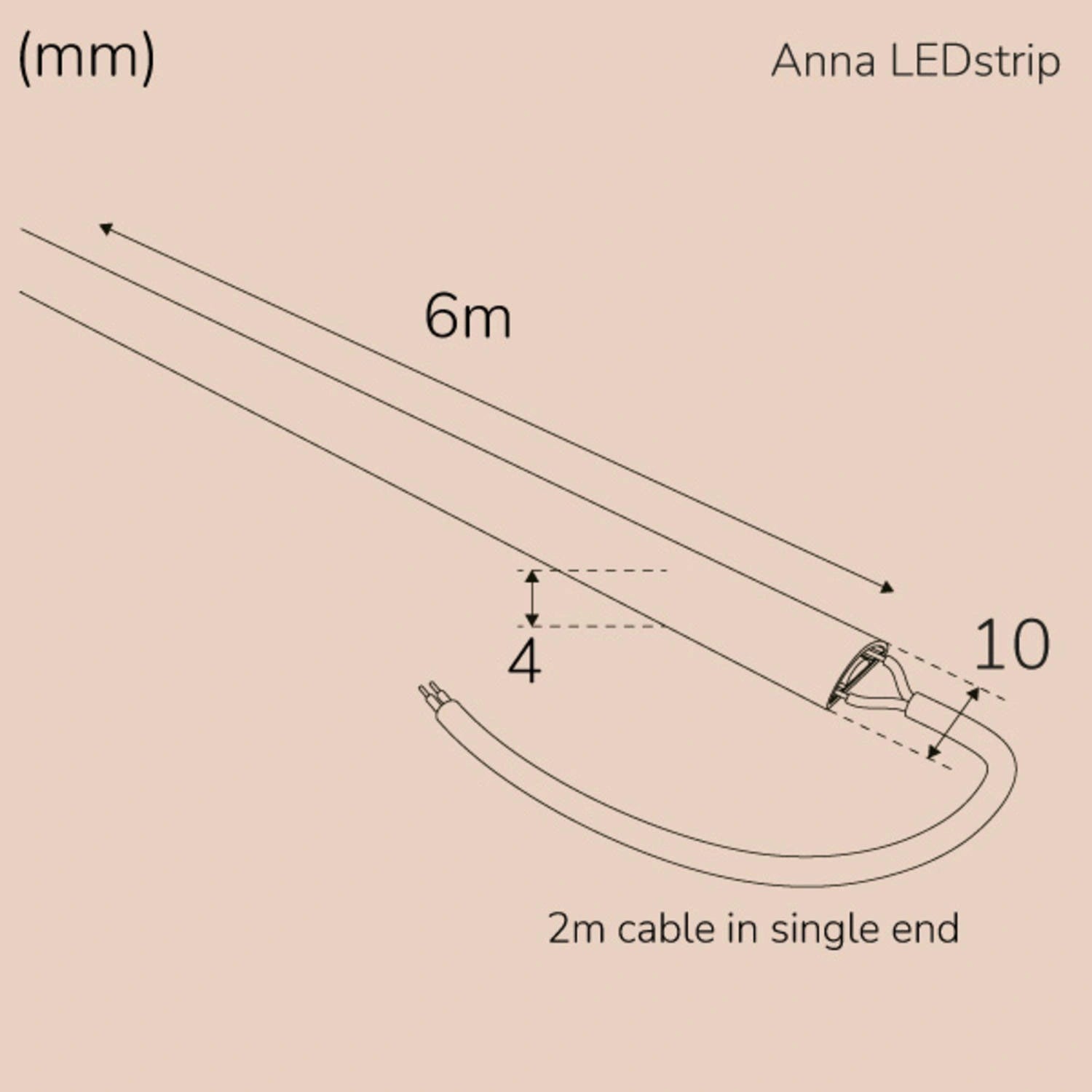 Anna Ledstrip COB-LED Milky utan trafo IP65 6m 3000K