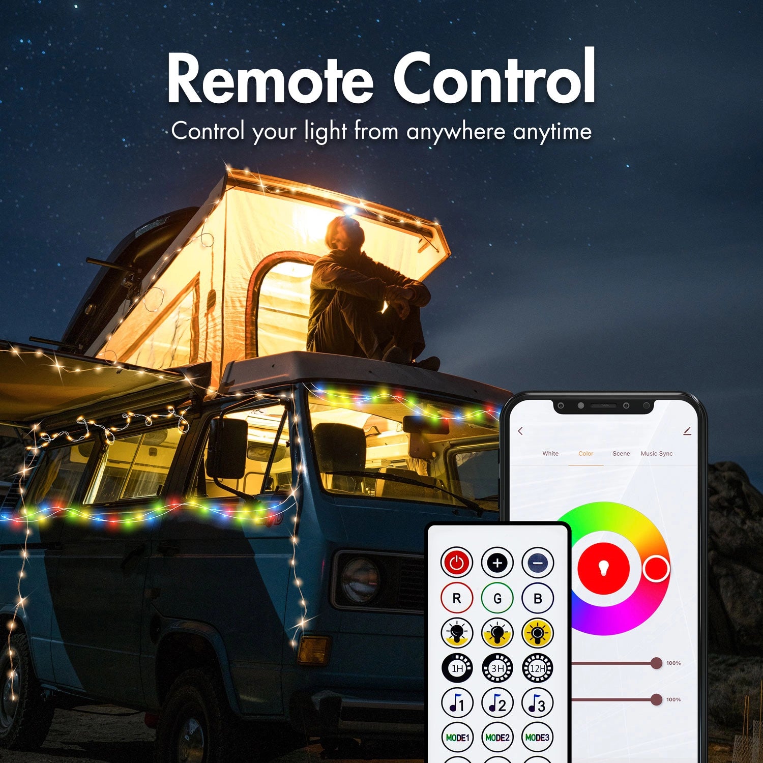 RGB-ljusslinga med fjärrkontroll och WiFi Tuya IP65 5 m