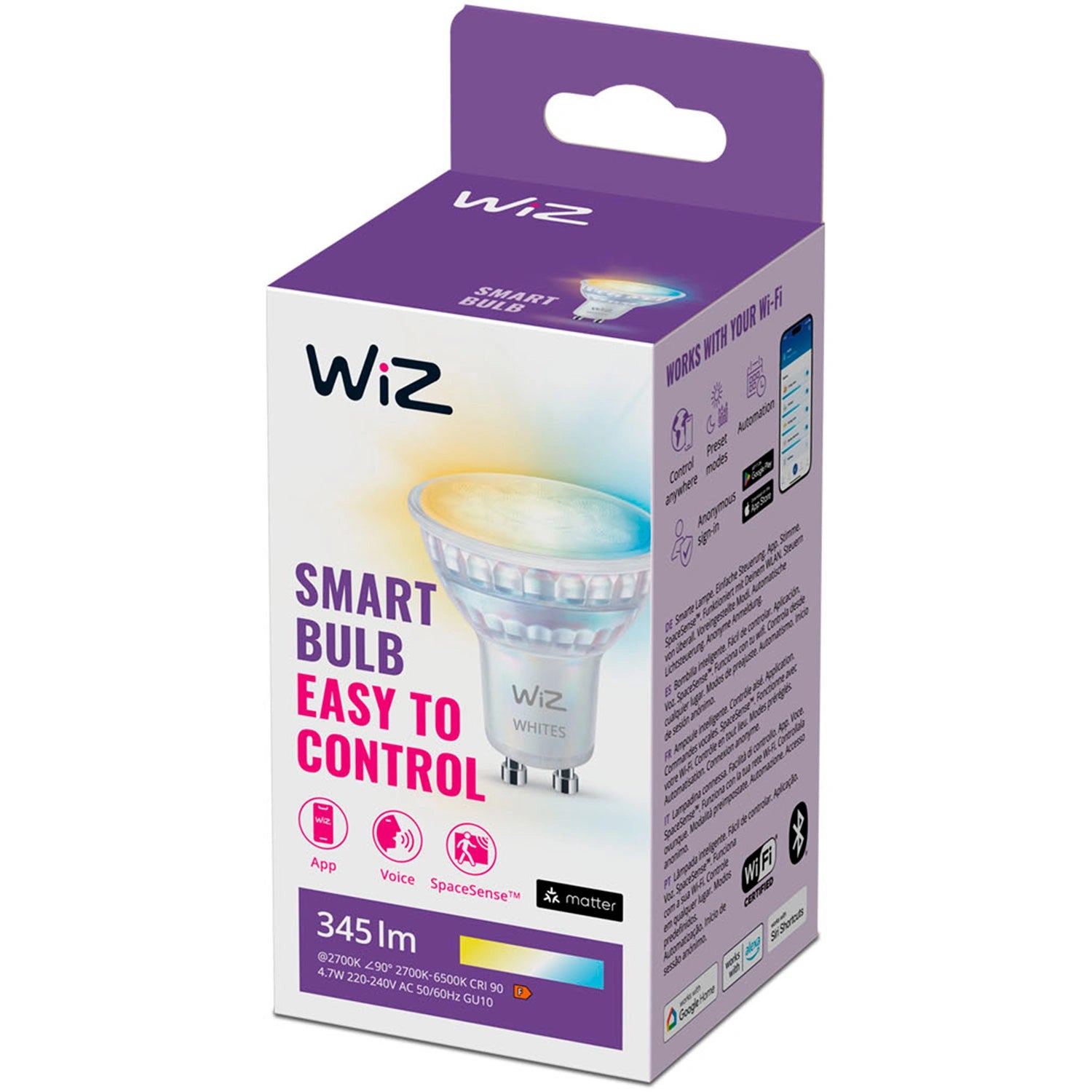 WiFi Smart LED GU10 50W 345lm Varm-kallvit 1-pack