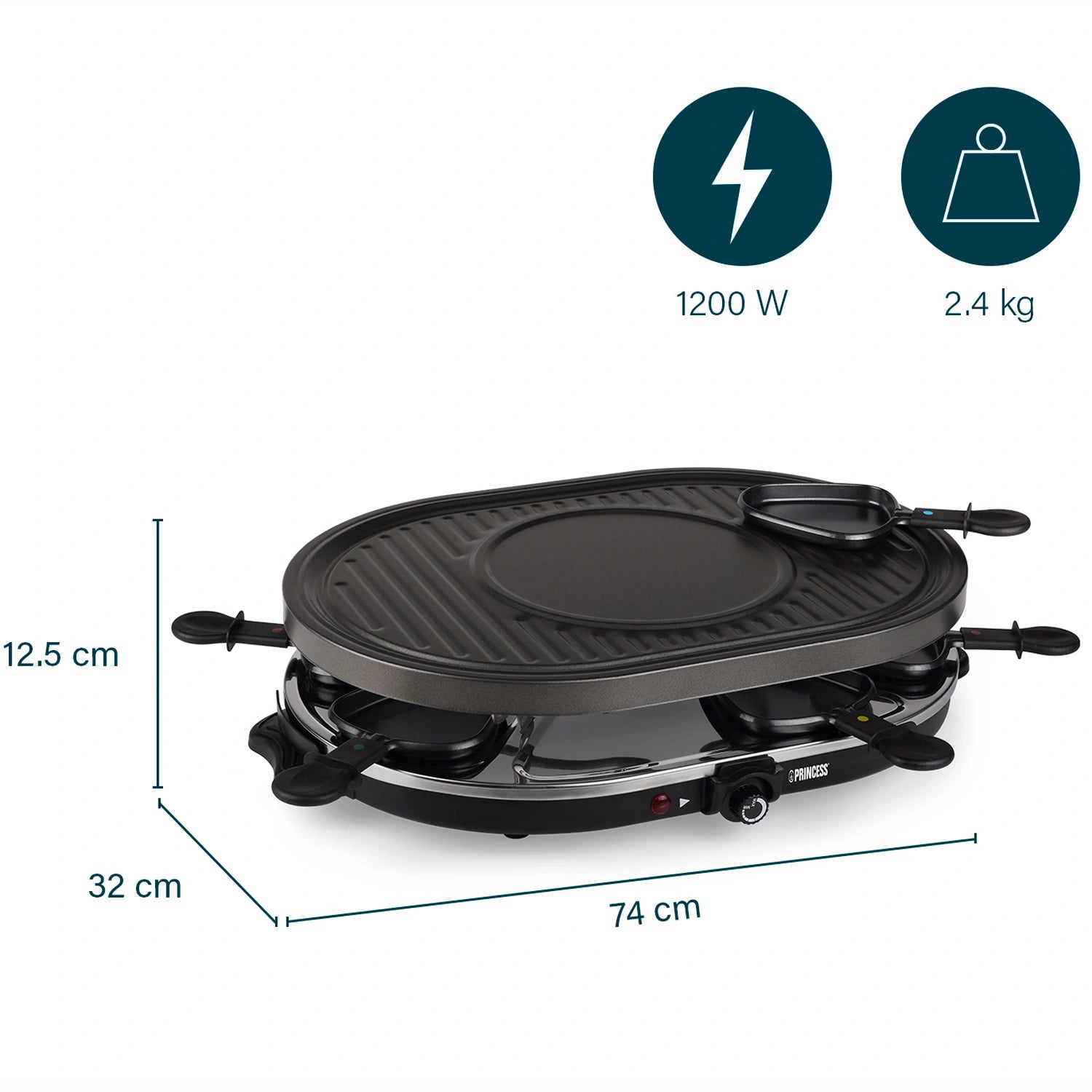 Raclette 8 Oval Grill Party 162700 43X30cm grillplatta