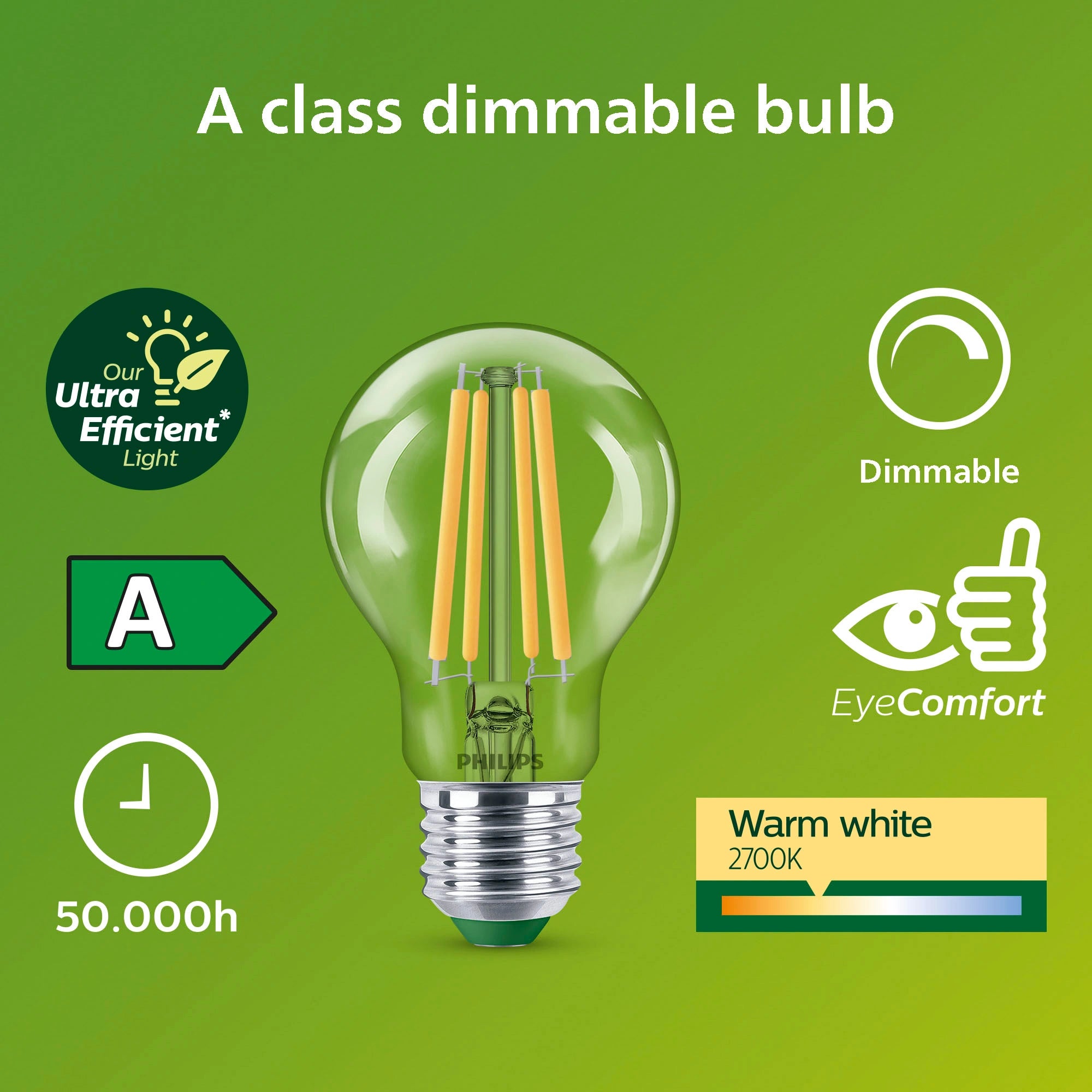 LED E27 Normal A60 4W (60W) Klar 840lm Dimbar 2700K Energiklass A