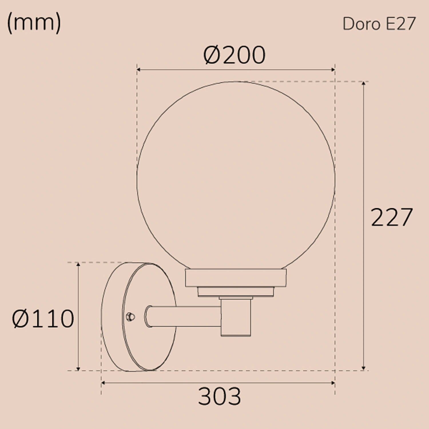 Doro Väggarmatur E27-sockel IP44 Antracit