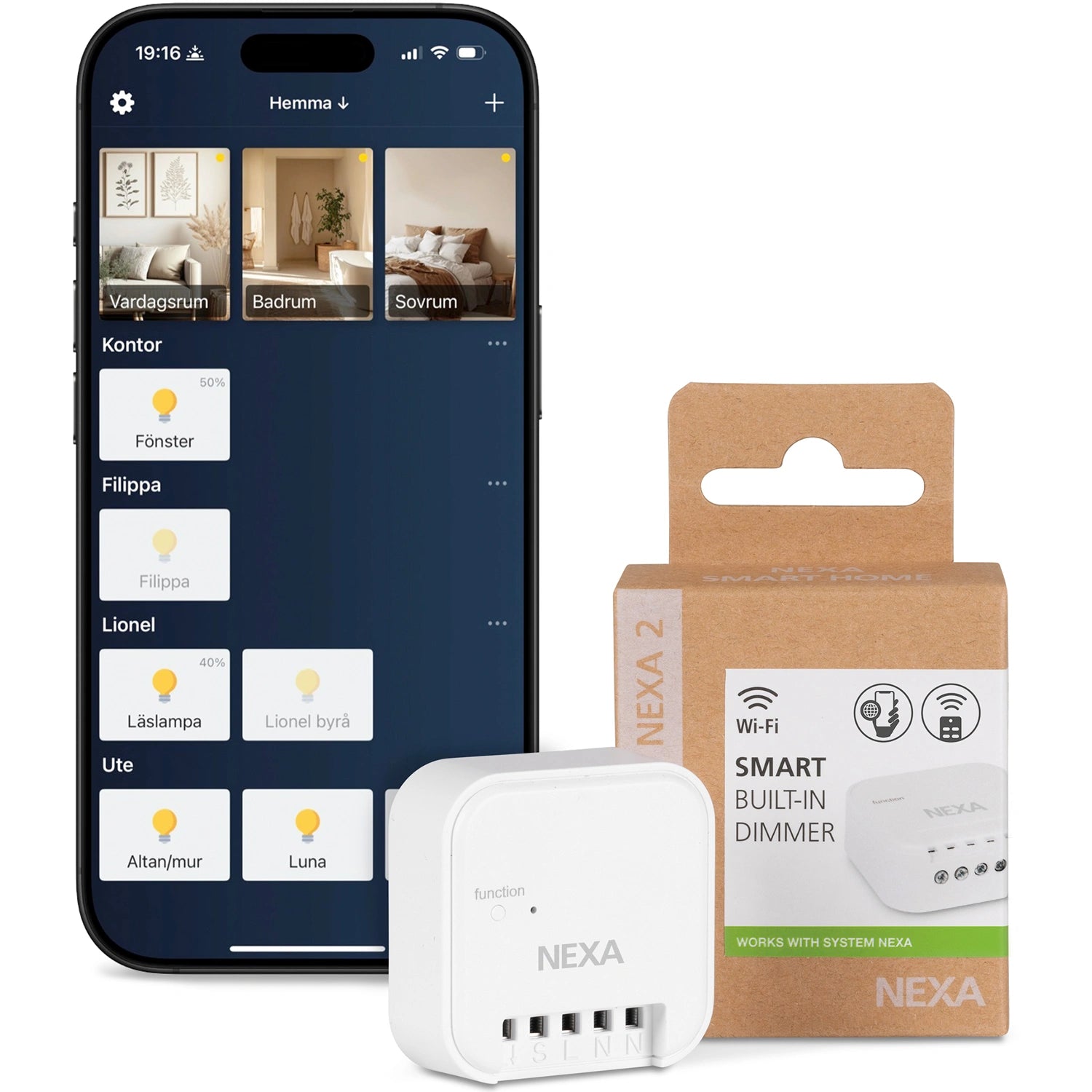 WBD-01 Smart Inbyggnadsmottagare Dimmer 250W System Nexa 2 WiFi/433