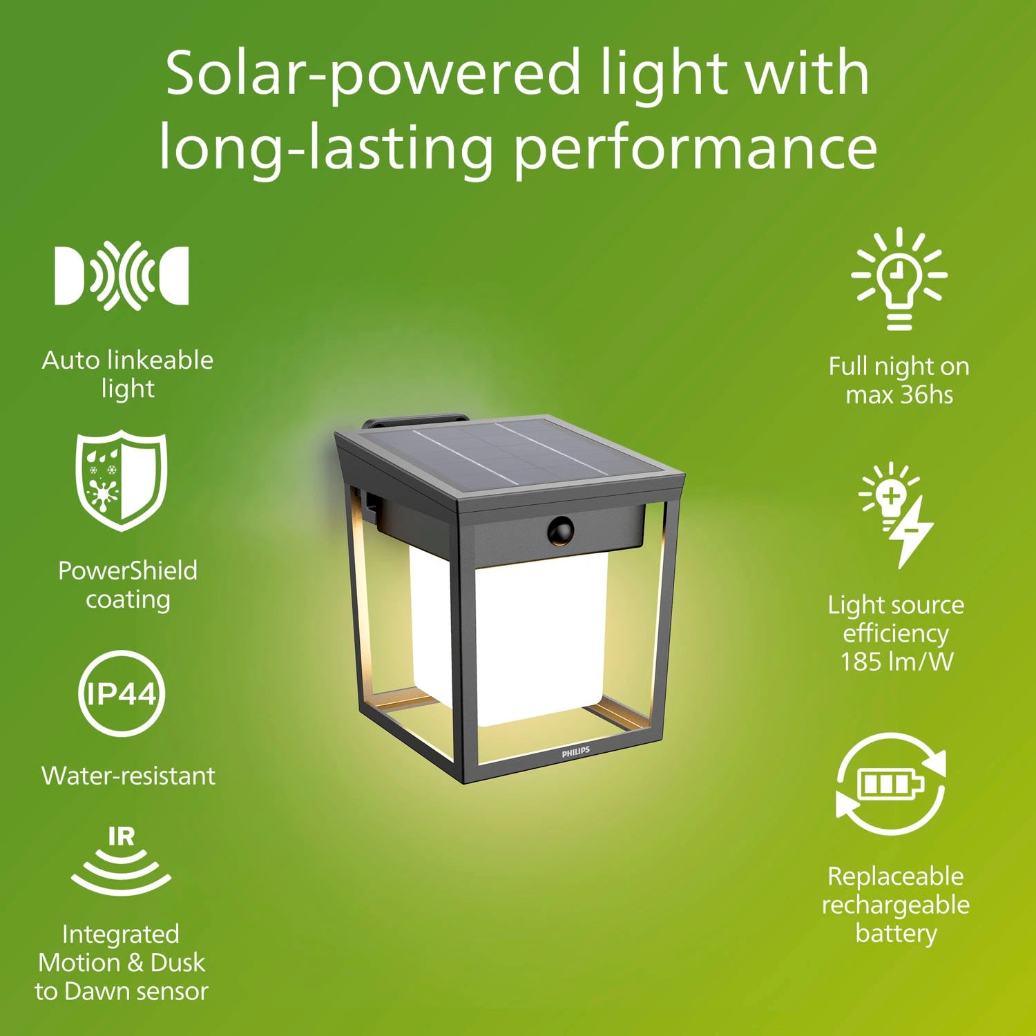 Blaise Vägglampa Solcell LED 250/20lm Svart