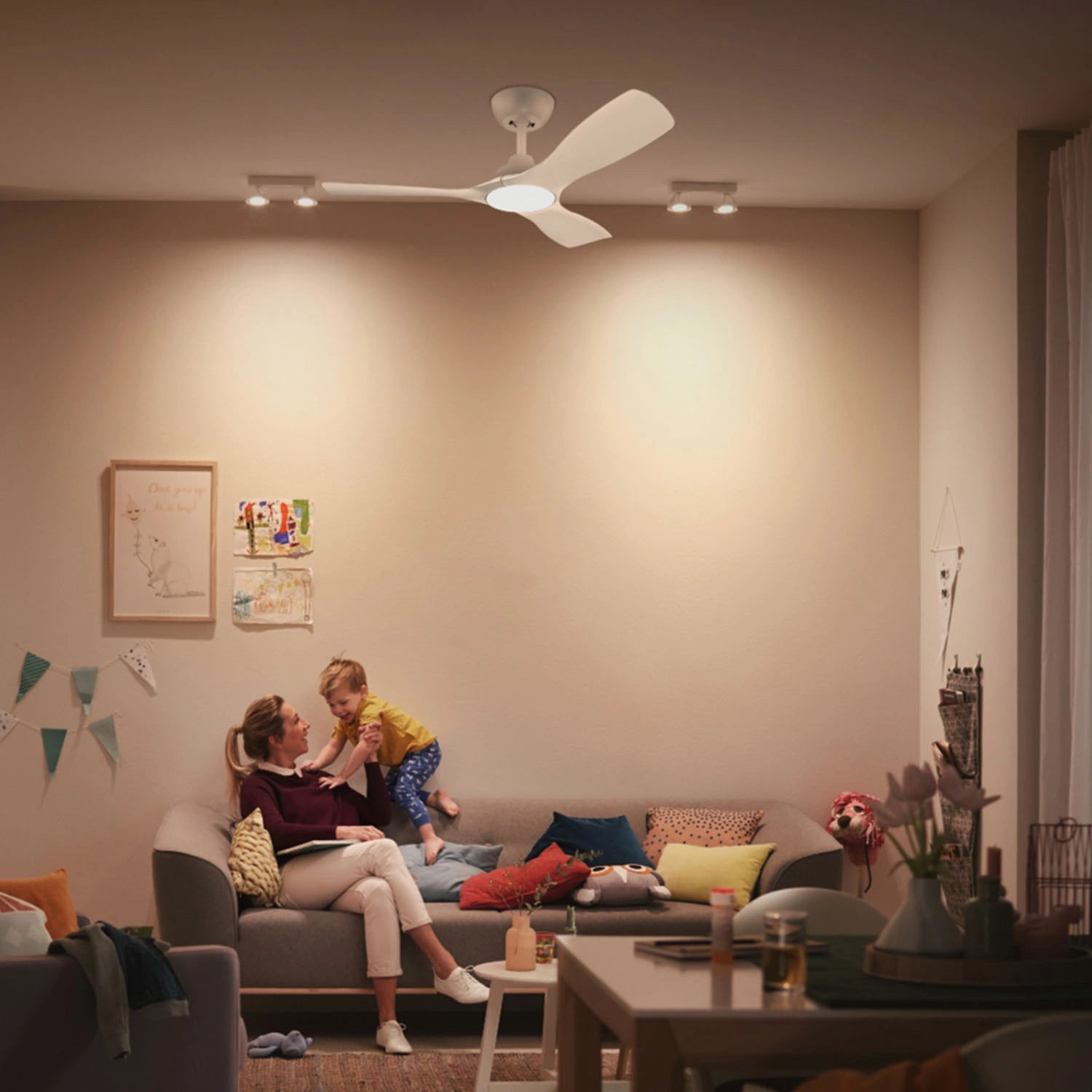 Takfläktslampa Ø135 cm 35W / 24W Justerbart vitt ljus