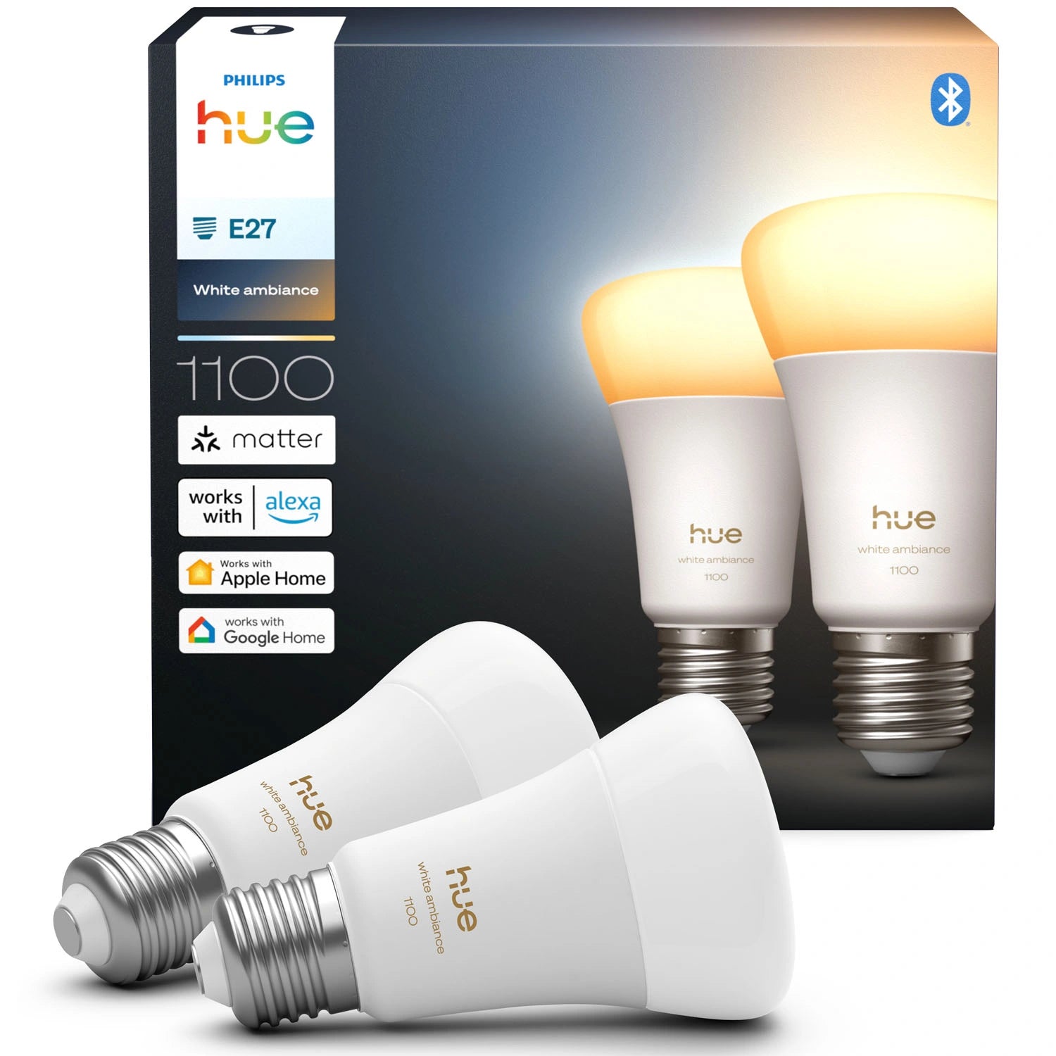 White Ambiance E27 1100lm 2-pack