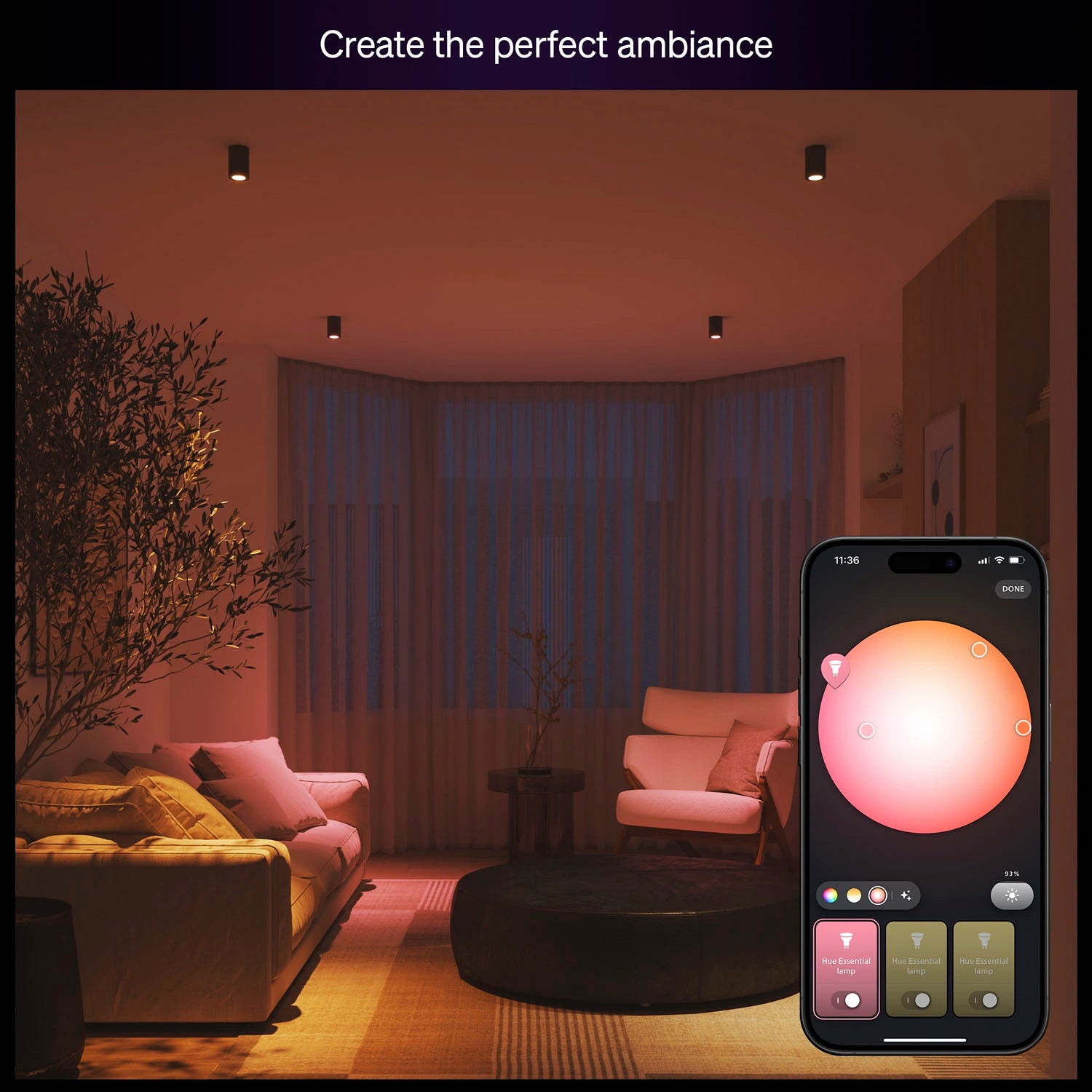 Essential White and color ambiance GU10 50W 345lm 1-pack