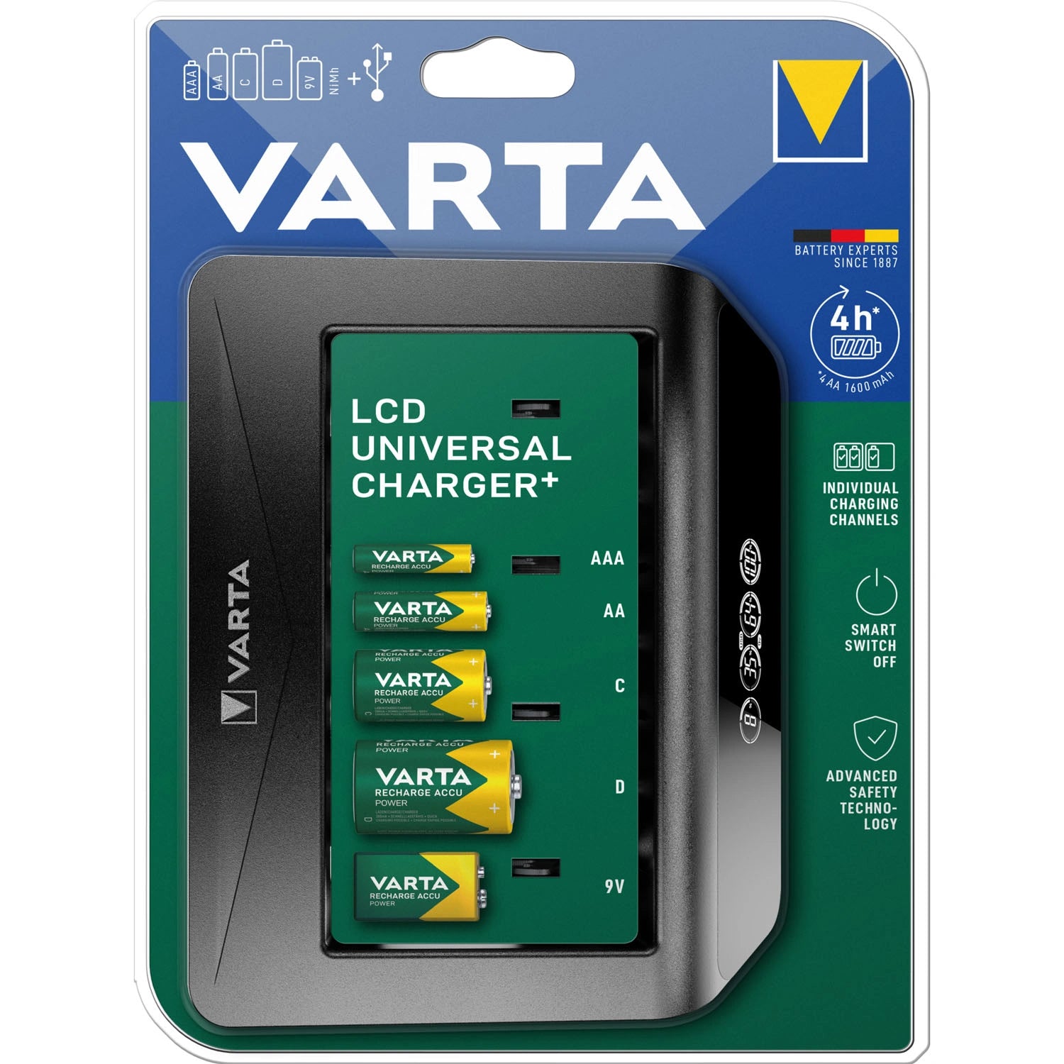 Batteriladdare LCD Universal Charger+ AA/AAA/C/D/9V