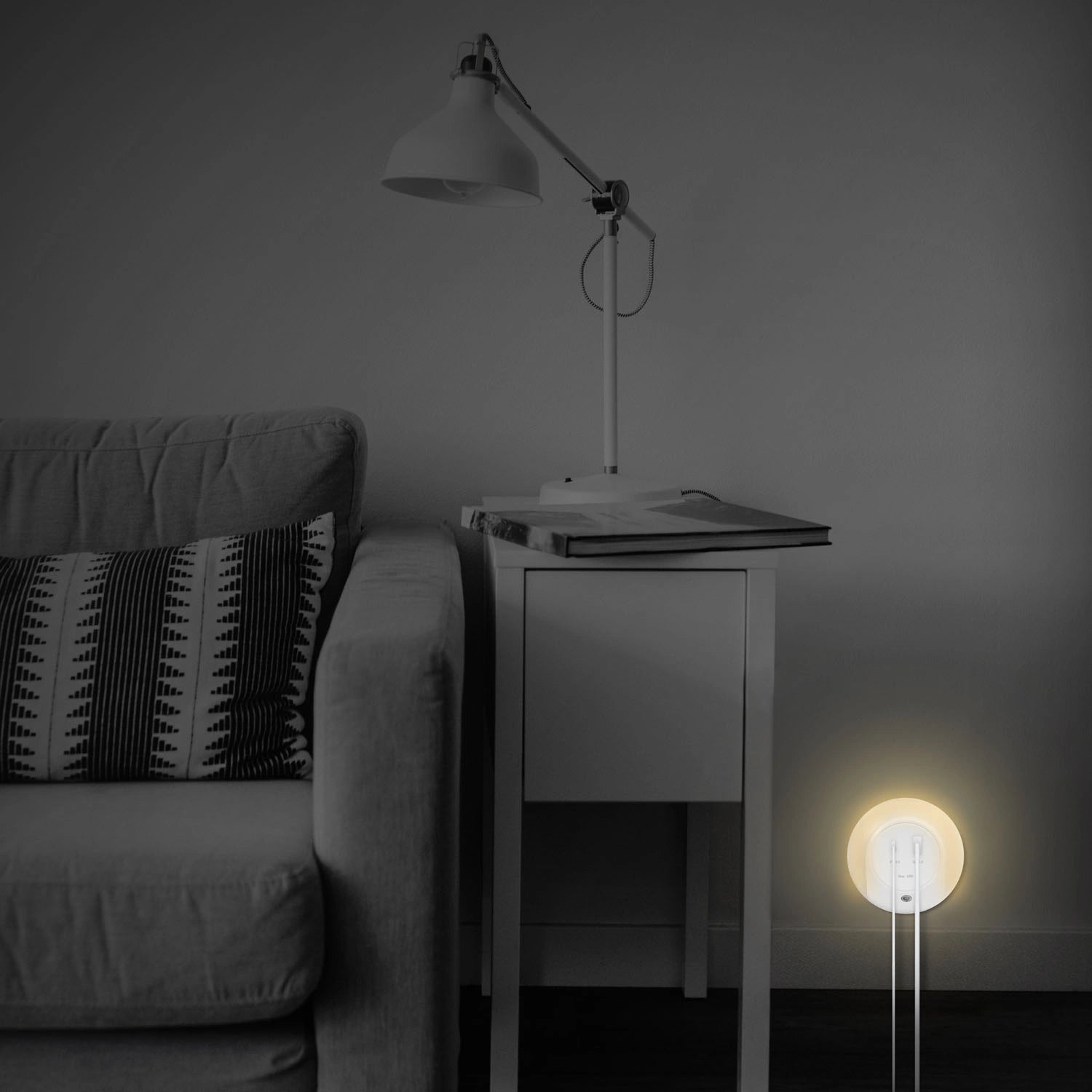 Nattlampa LED skymningssensor Laddare 18W PD QC