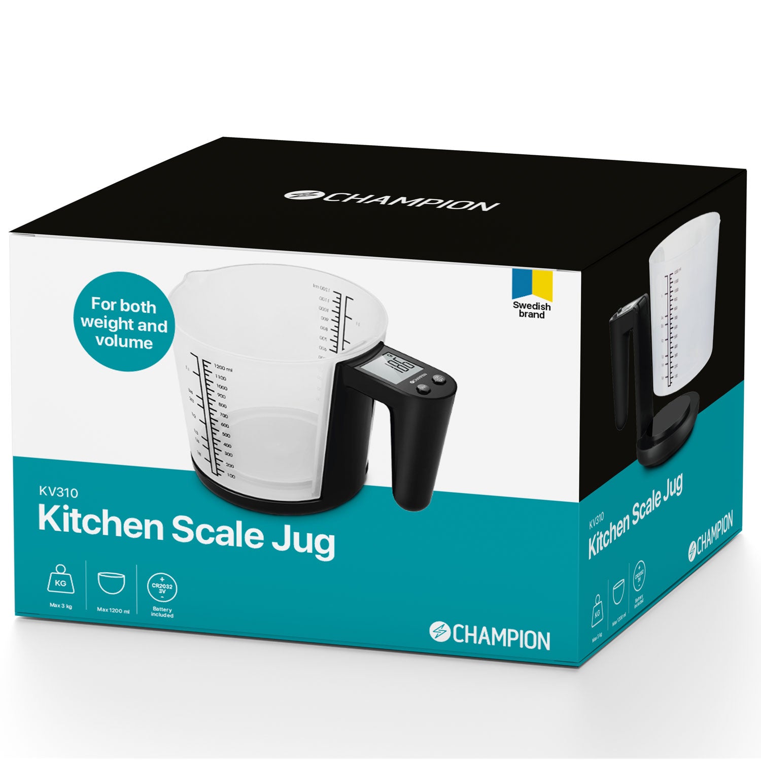 Köksvåg Måttbägare 3kg 1200ml KV310 Svart