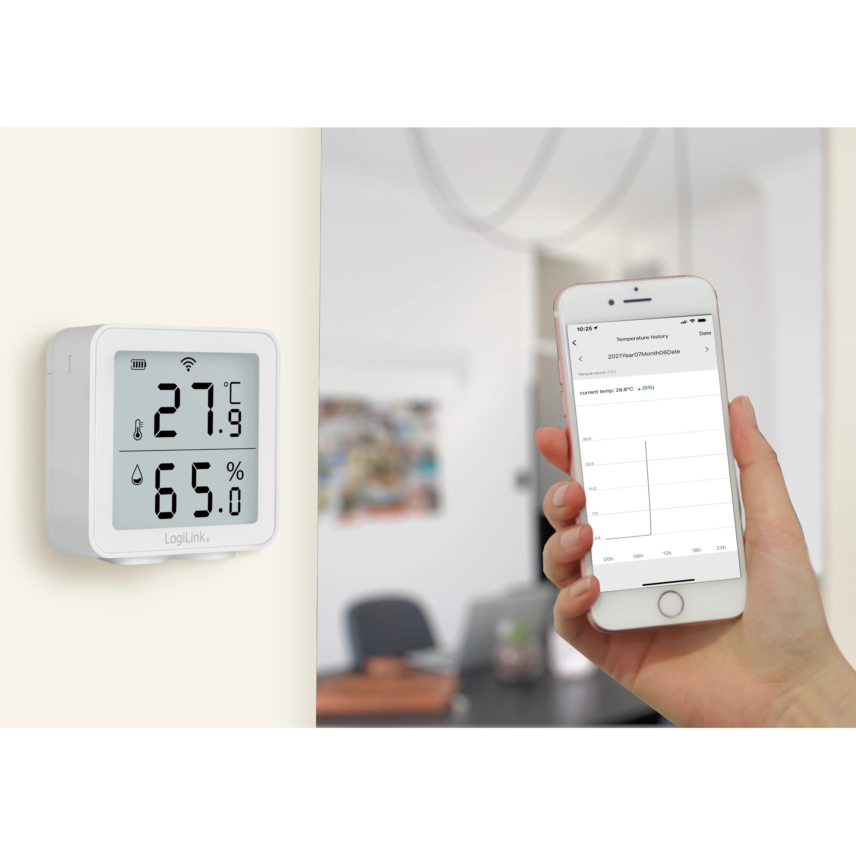 Smart Temp- & luftfuktighetssensor Wifi Tuya
