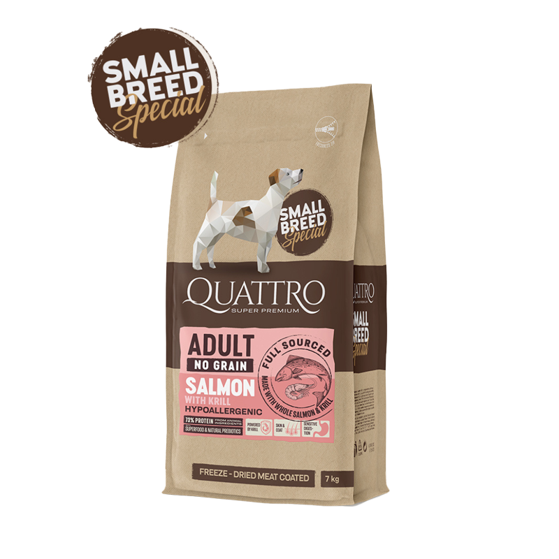 Quattro No Grain Small Breed Adult Salmon With Krill 7kg