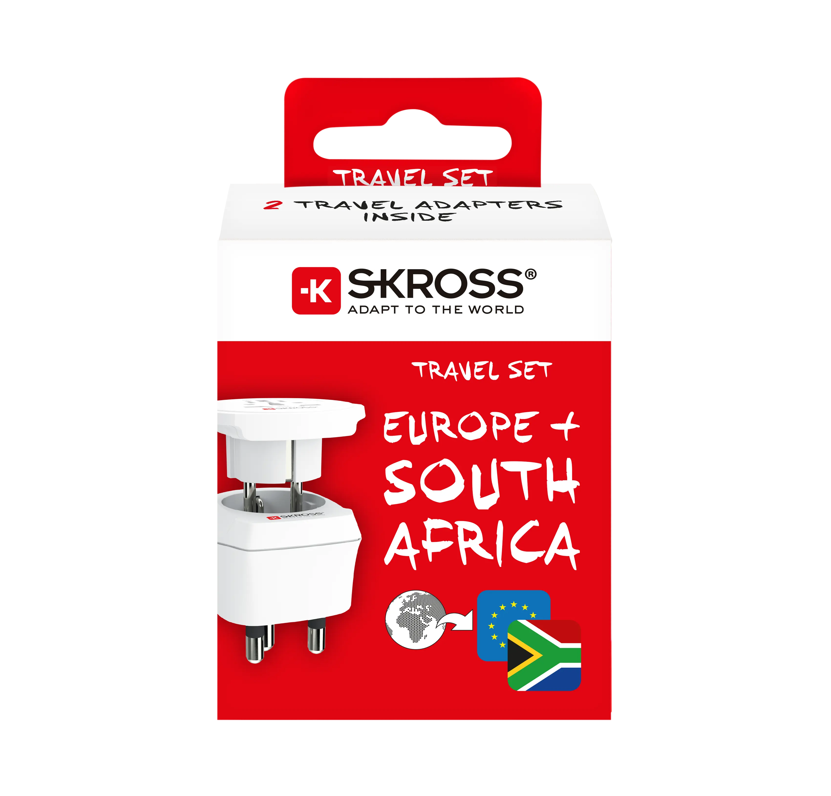Reseadapter Combo Världen till Sydafrika + Europa Jordad