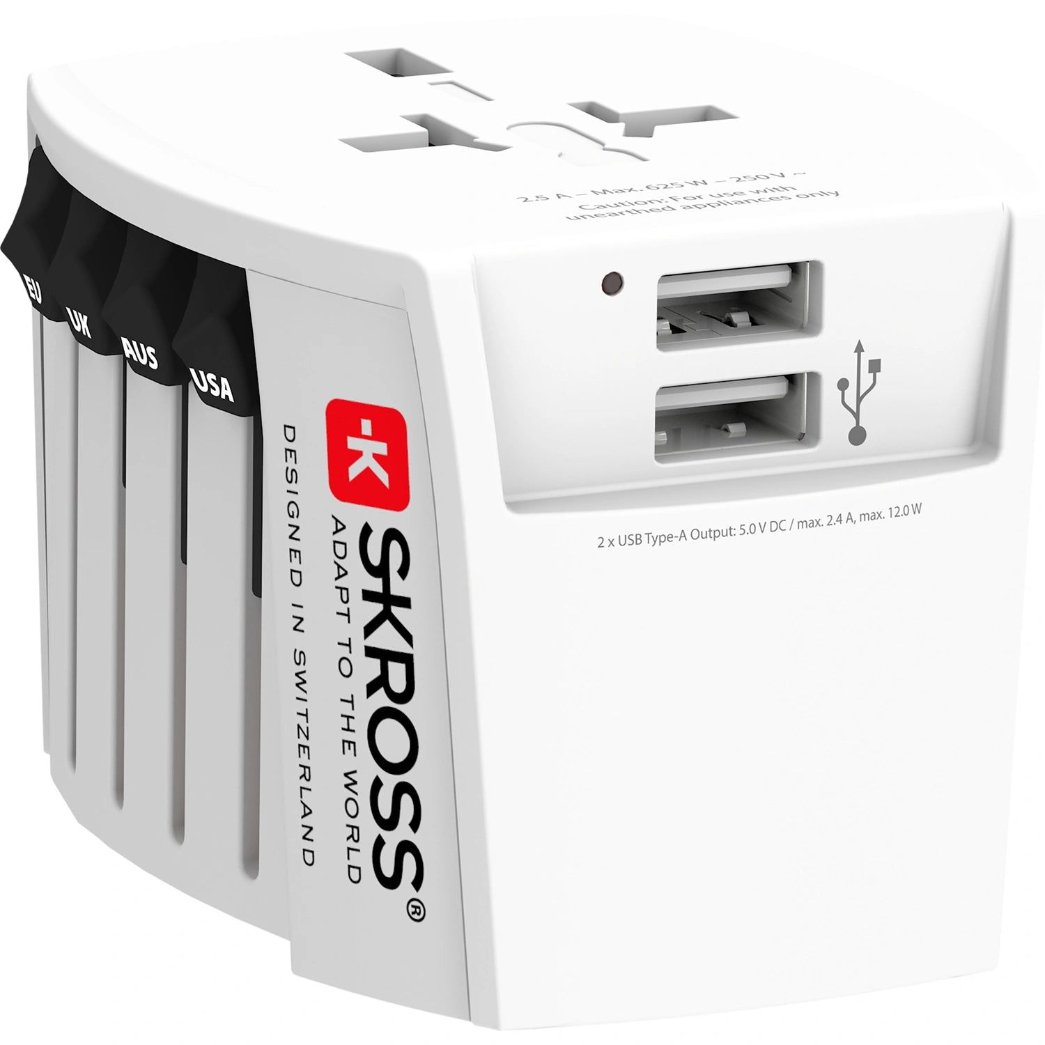 Världsreseadapter MUV USB 12W Ojordad