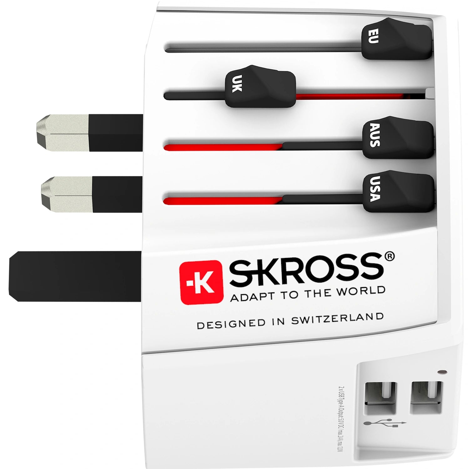 Världsreseadapter MUV USB 12W Ojordad