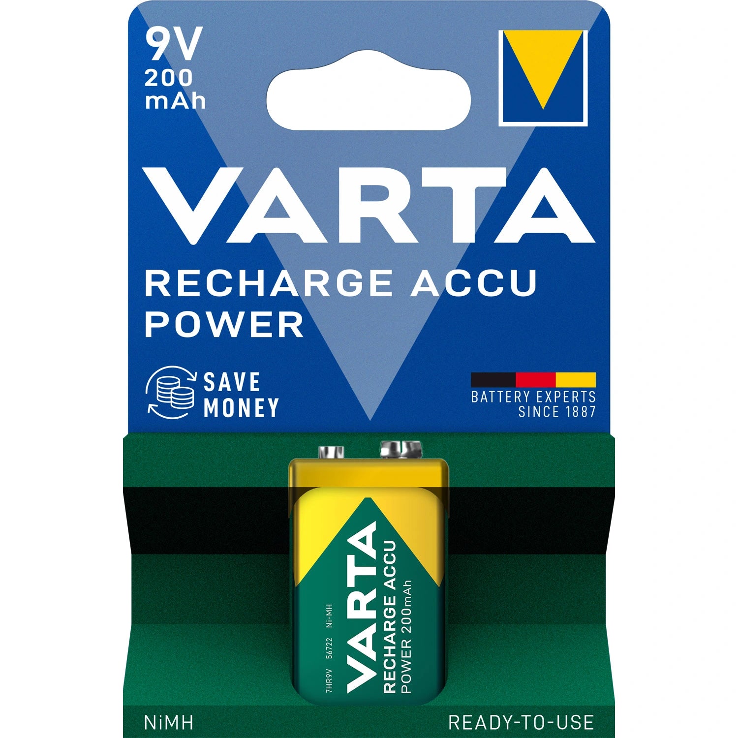 Laddningsbart batteri 9V 200 mAh 1-pack