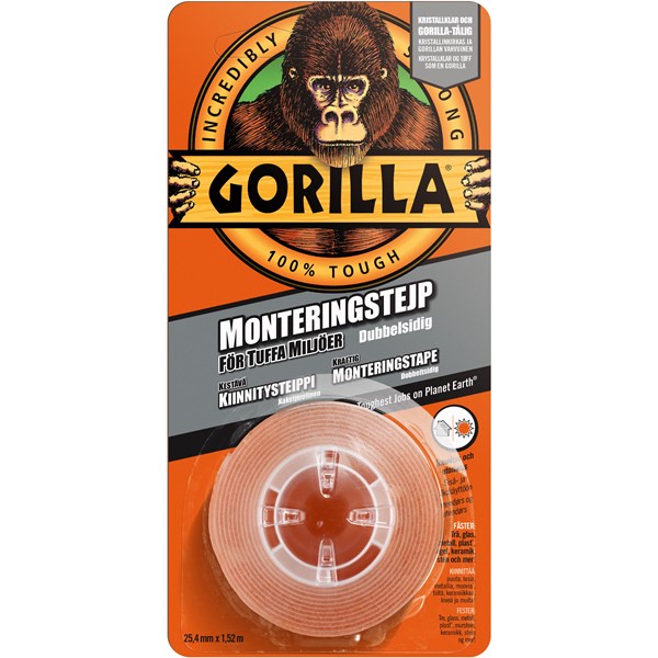 Gorilla monteringstejp. 1,52 m x 24,4 mm