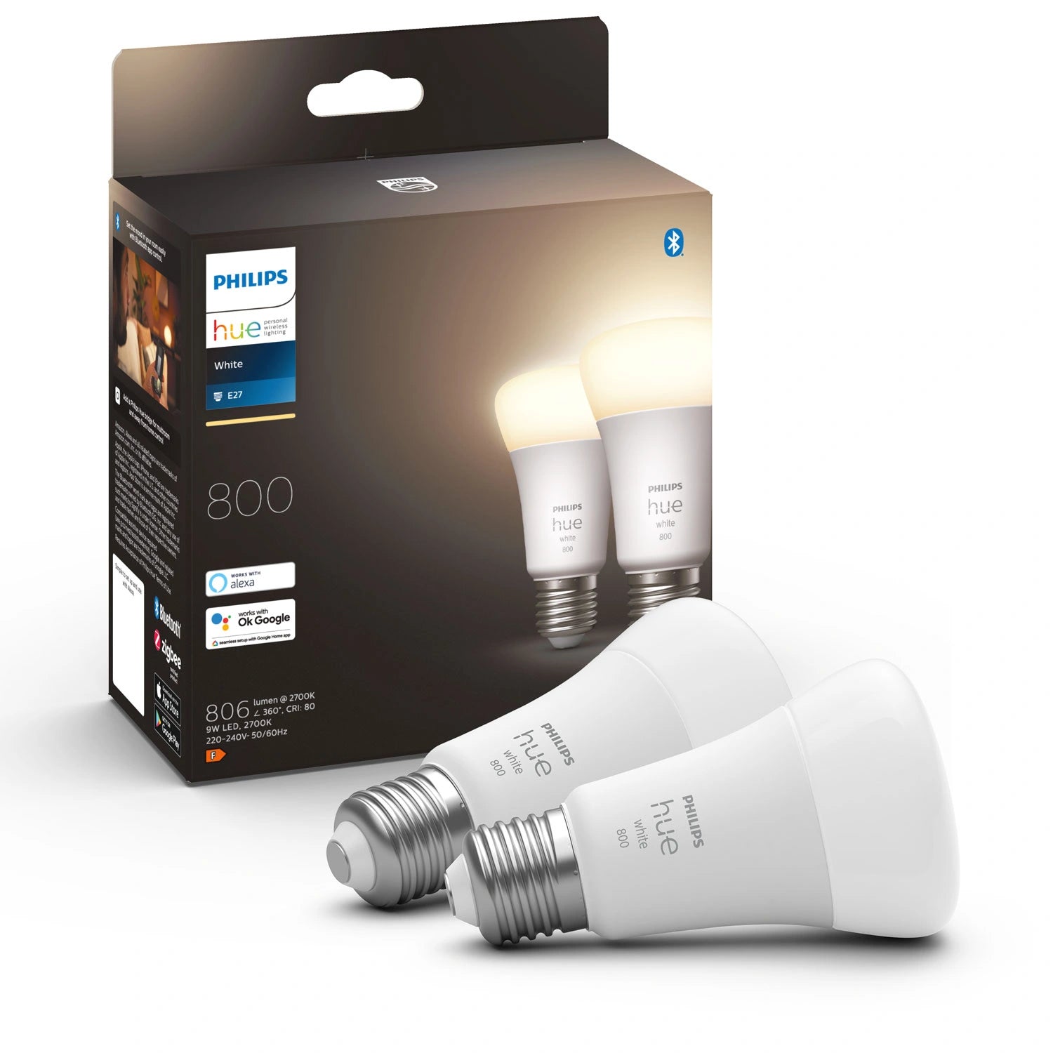 White E27 A67 800lm 2-pack