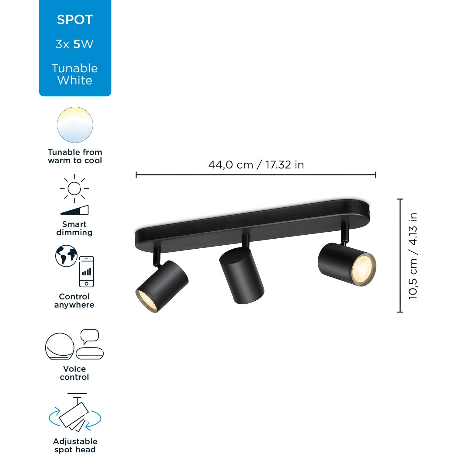 WiFi Imageo Spot 3x5W Kall-Varmvit