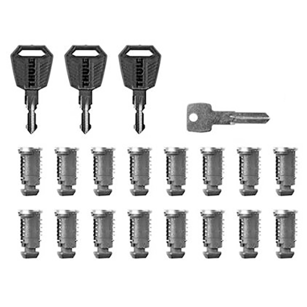 Thule One Key System. Innehåller 3 st nycklar, 16 st låscylindrar och 1 st monteringsnyckel.