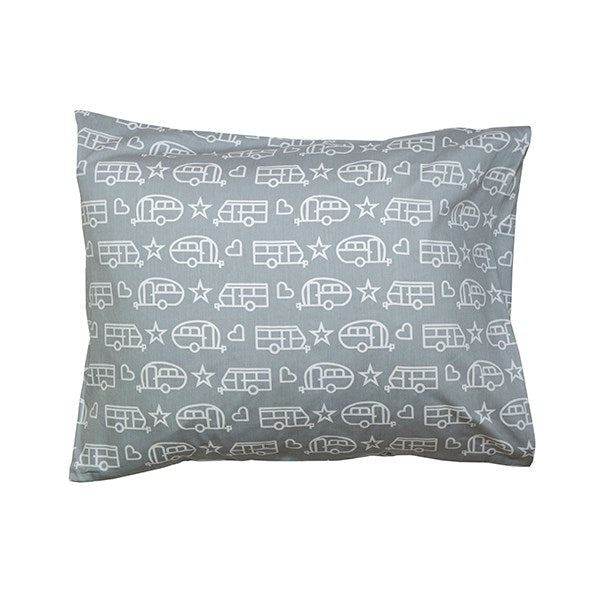 Örngott husvagn. Grå / vit. 1 st.