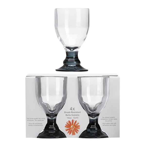 Flamefield glas Goblet. 4-pack. Rökfärgad fot.