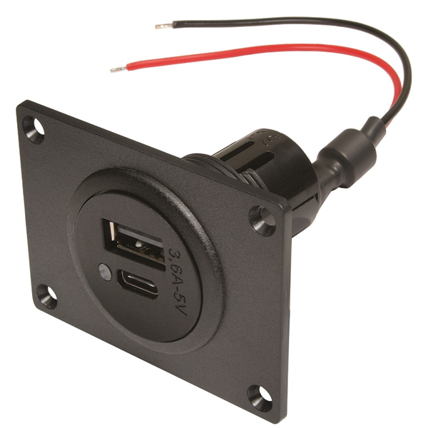 VÄGGUTTAG USB-C/A 12-24V DC/5V DC