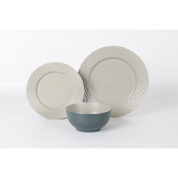 Melaminservis Ripple Sand. 12 delar