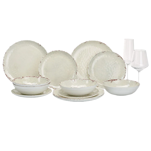 Flamefield Melaminservis Rustic Pearl 12-delar