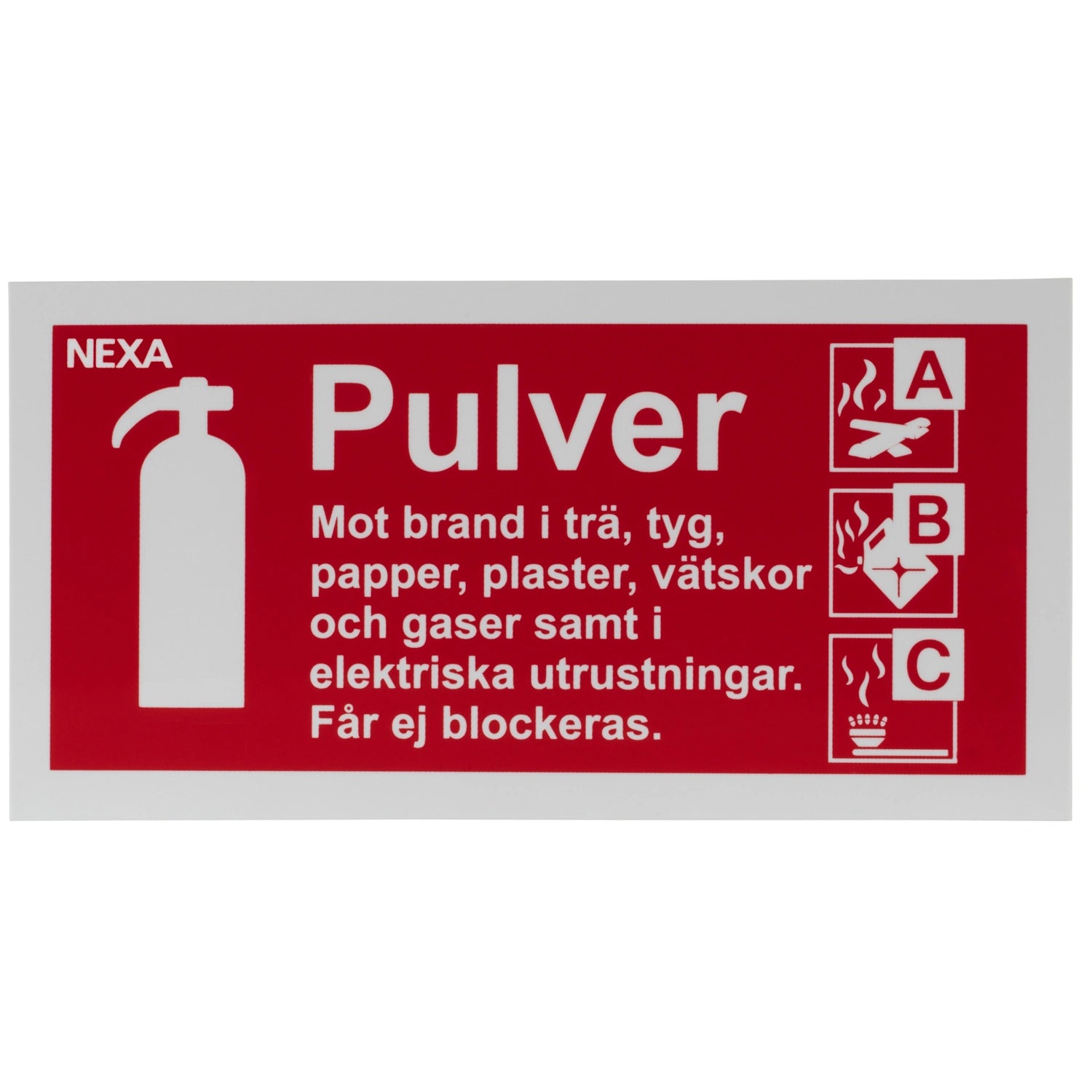 BSP-1020 Skylt för pulversläckare