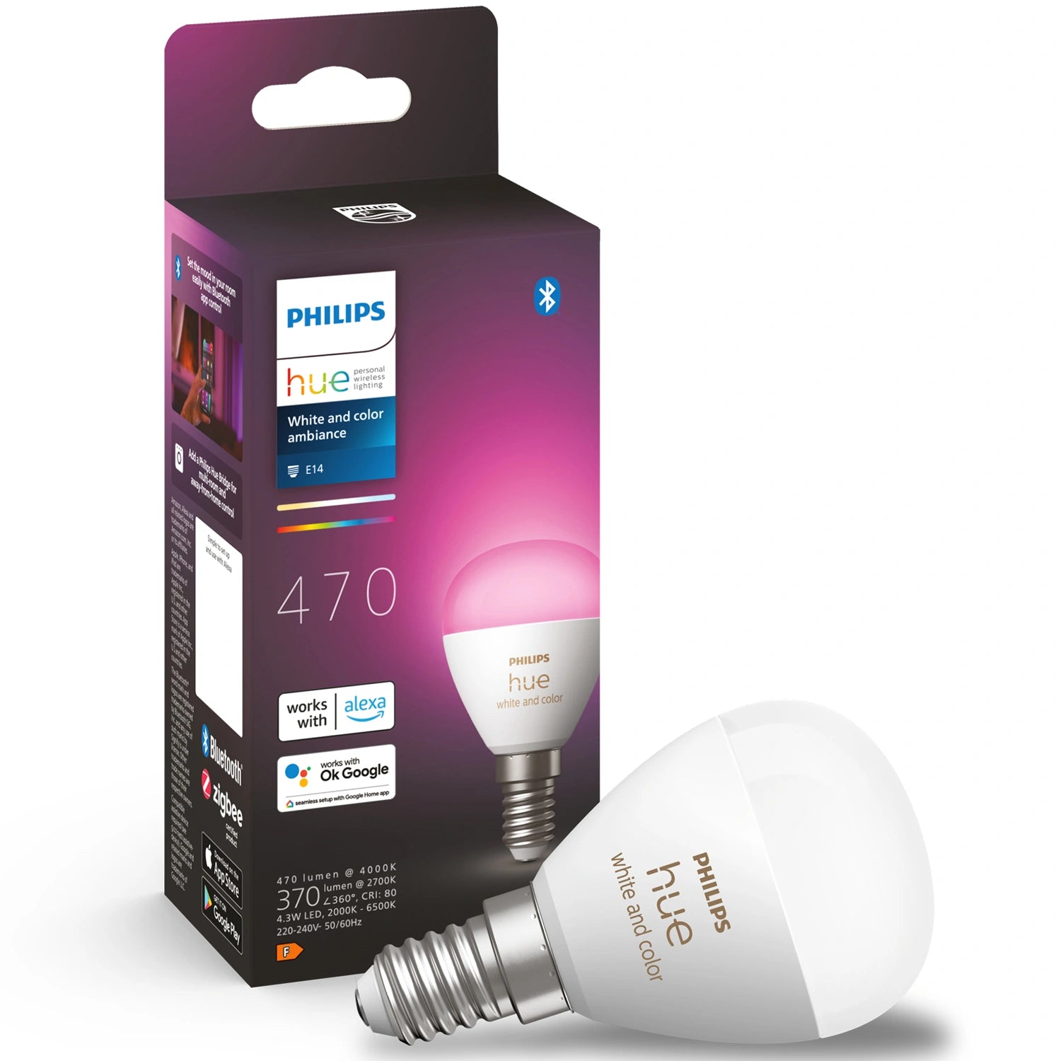 White and Color Ambiance E14 Klot 470 lm 1-pack