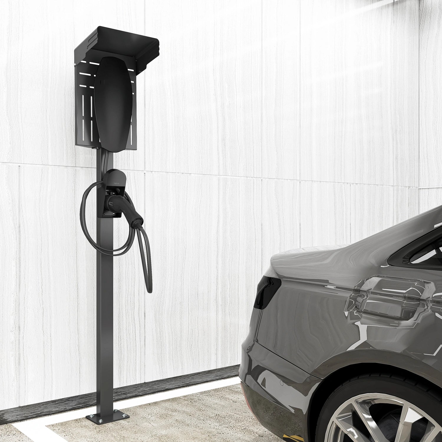 Vägghållare för kabel och Typ 2-kontakt