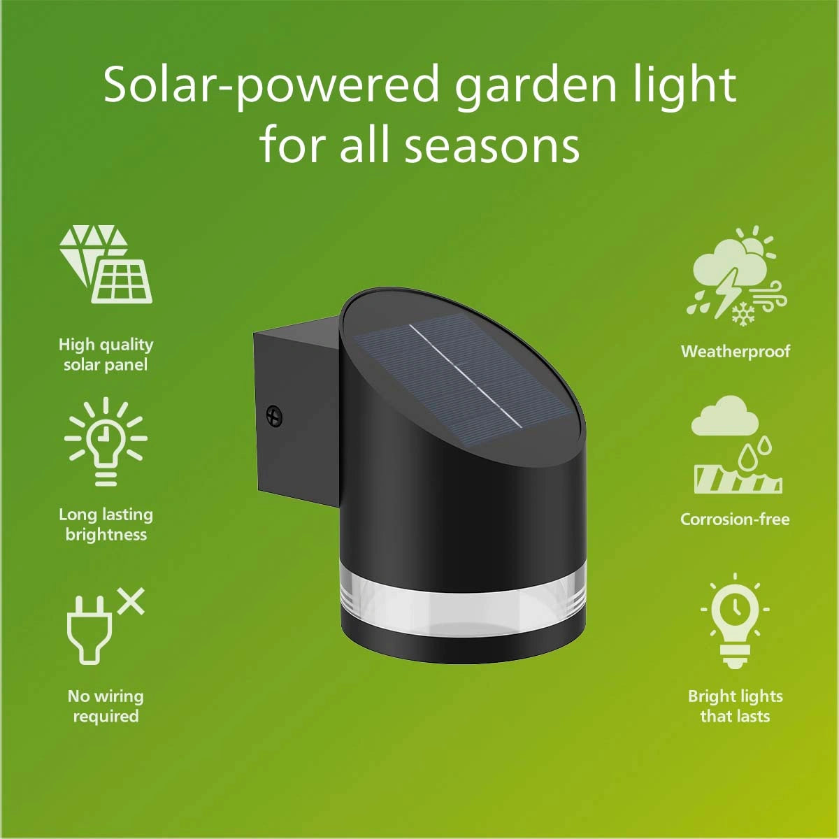 Fyve Vägglampa Vinklad Solcell Ultra Efficient LED 200lm Svart