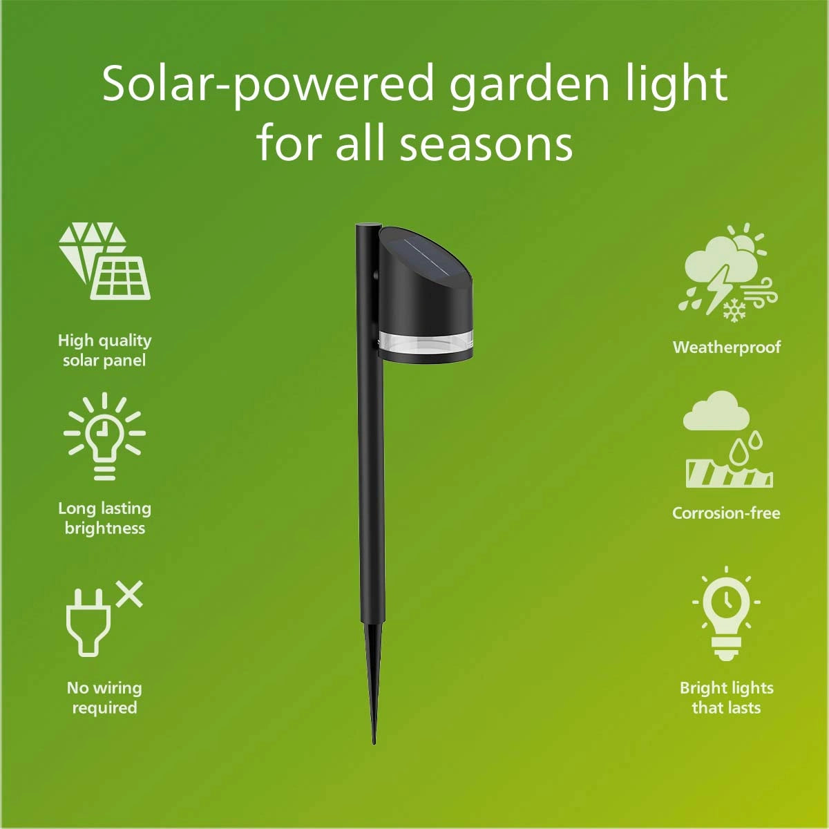 Fyve Trädgårdslampa Vinklad Solcell Ultra Efficient LED 200lm Svart
