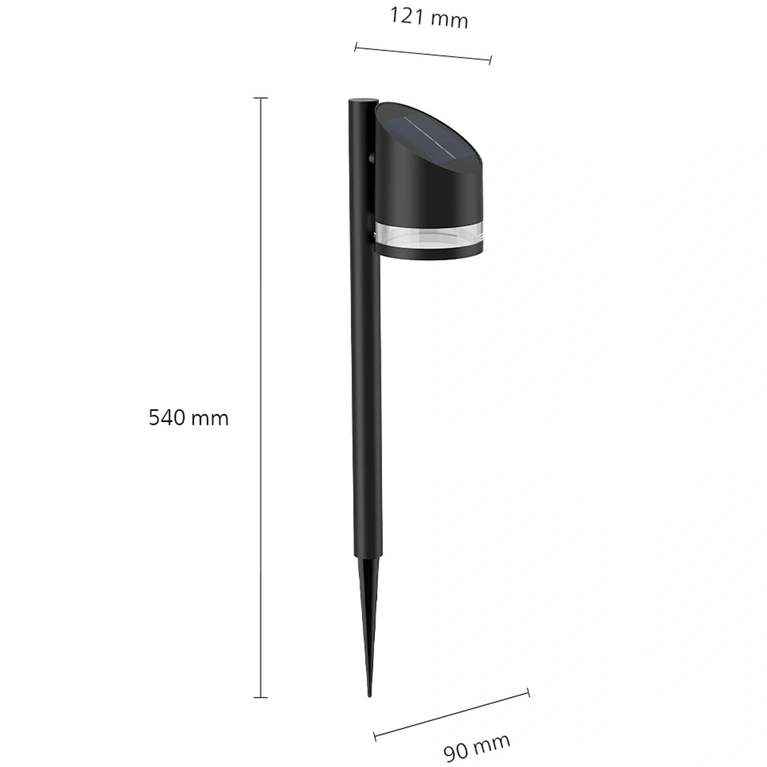 Fyve Trädgårdslampa Vinklad Solcell Ultra Efficient LED 200lm Svart