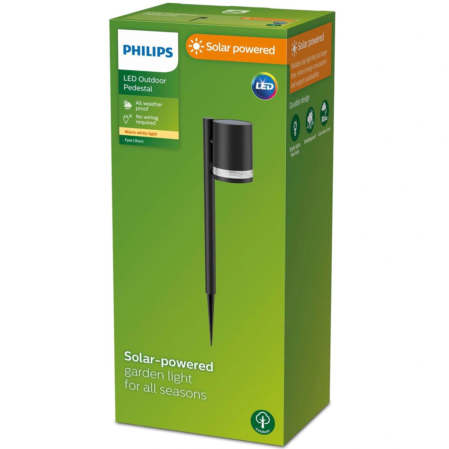 Fyce Trädgårdslampa Rak Solcell Ultra Efficient LED 200lm Svart