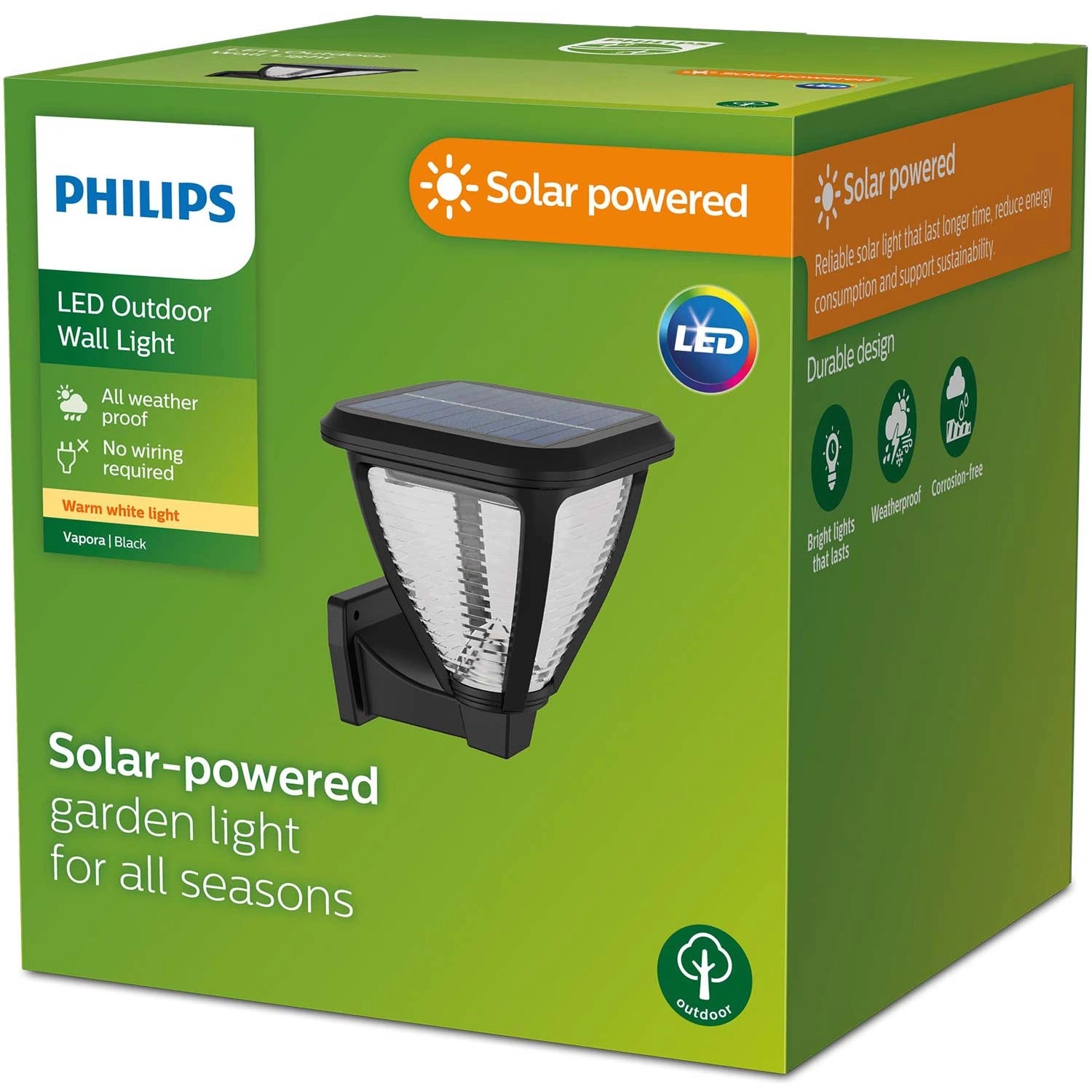 Vapora Vägglampa Solcell LED 200lm Svart
