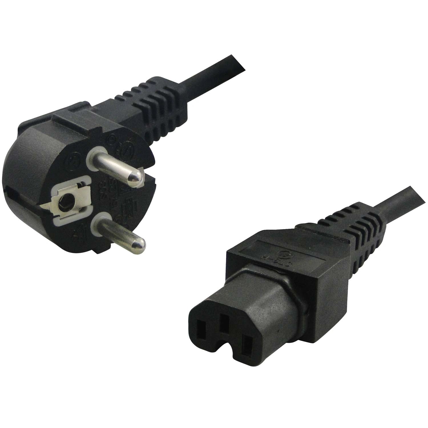 Apparatkabel 90° - C15 Rak 2m Svart