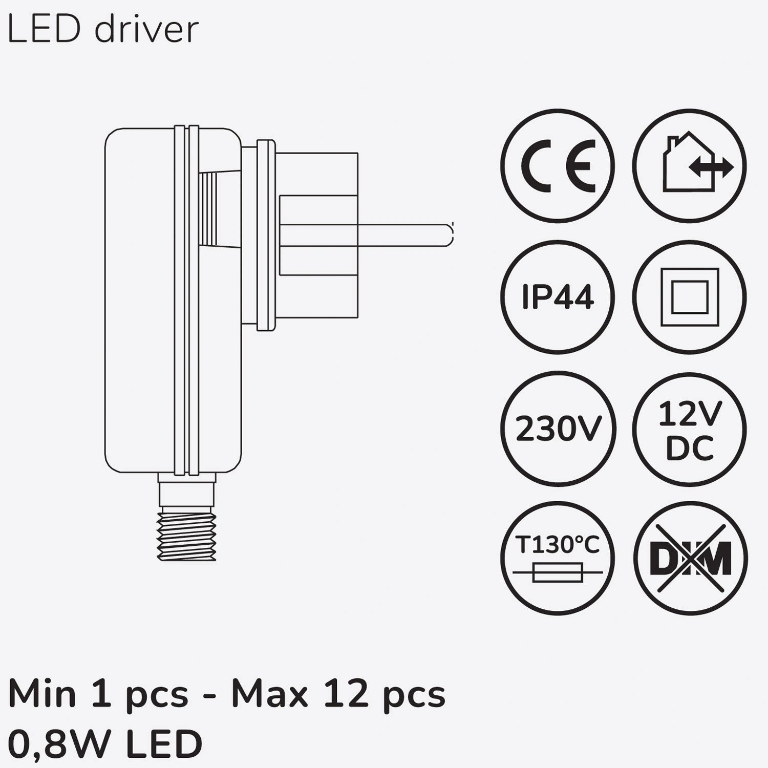 Allan Decklight kit 4-pack inkl strömadapter 12V 3000K 10lm IP67