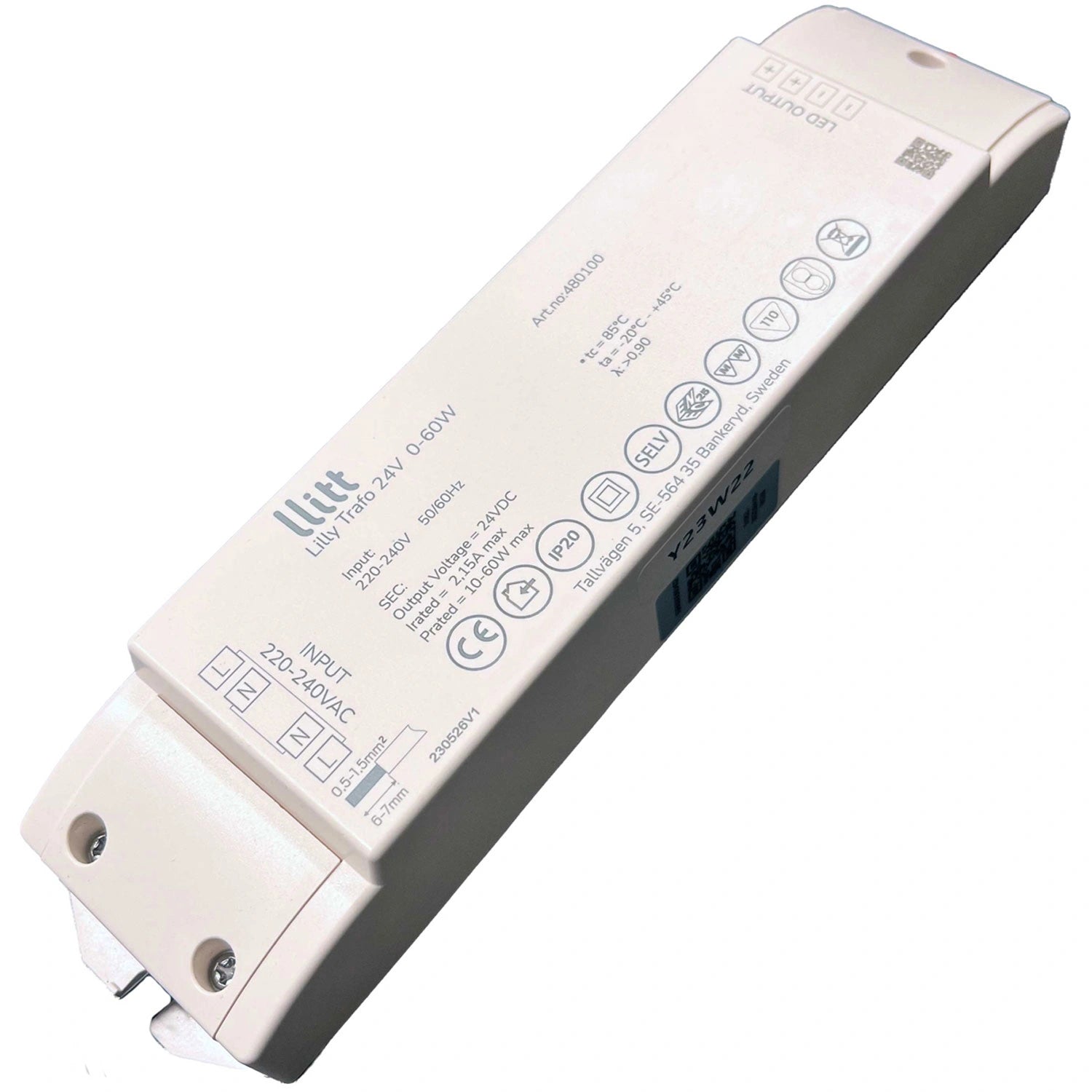 Lilly Driver Transformator för LED-strip 24V 0-60W IP20